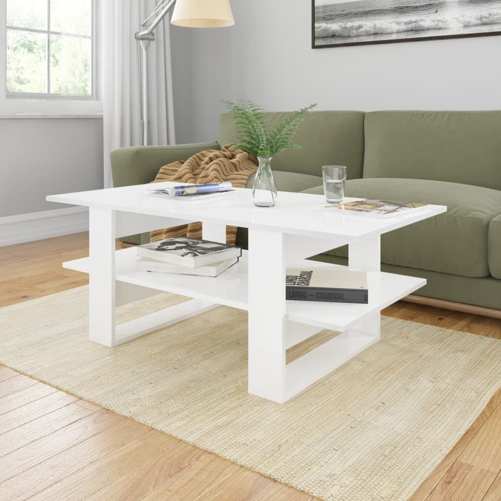 vidaXL Couchtisch Couchtisch Hochglanz-Weiß 110x55x42 cm Holzwerkstoff (1-St)