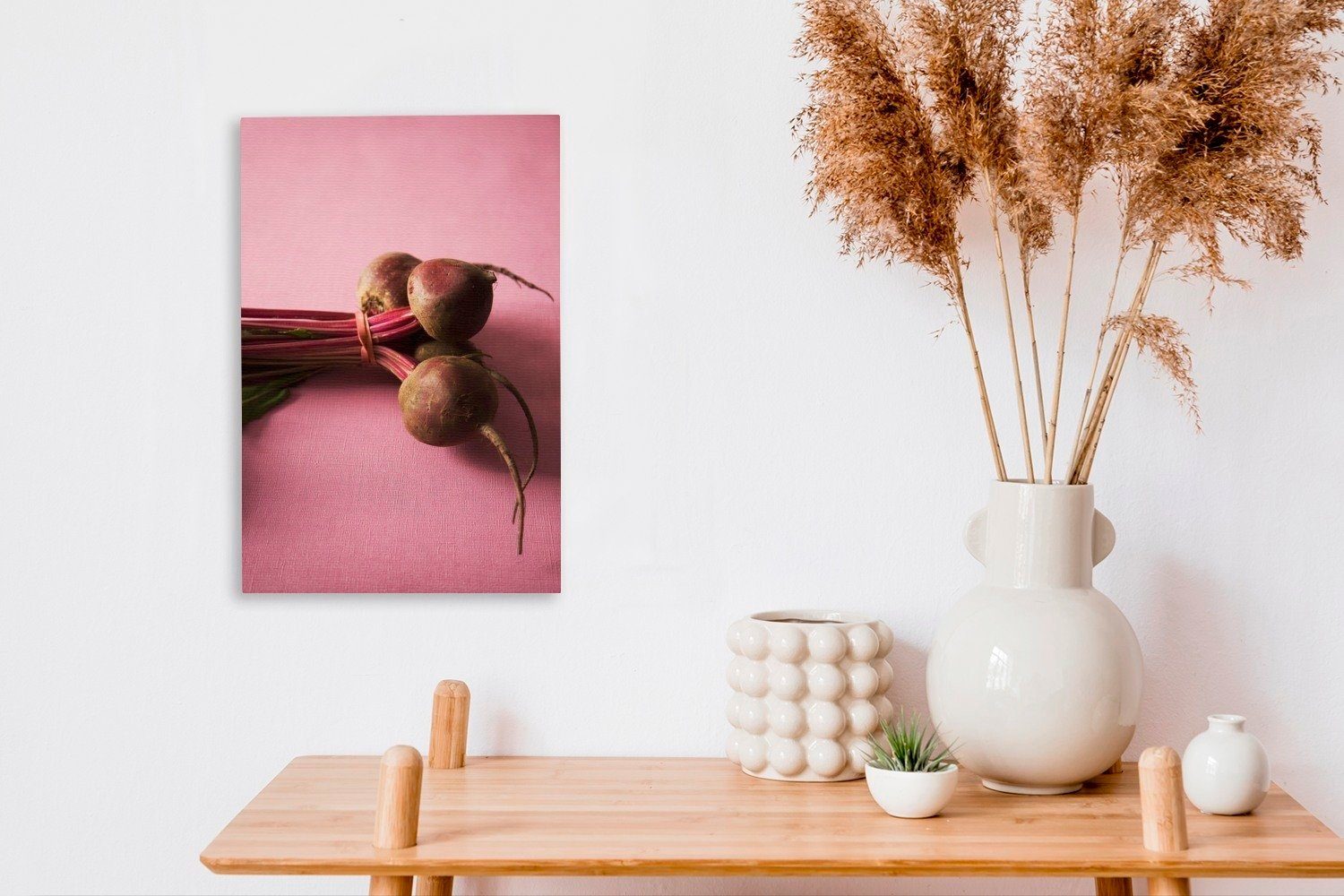 (1 20x30 inkl. Zackenaufhänger, auf bespannt Ein aus Rüben einer OneMillionCanvasses® roten Leinwandbild fertig Leinwandbild rosa Wald Leinwand, cm St), Gemälde,