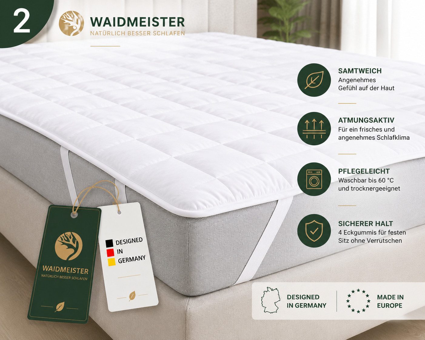 Matratzenauflage Matratzenauflage Comfort aus Mikrofaser DILUMA, Für Boxsprinbetten und alle gängigen Matratzen – Bild 3 von 5
