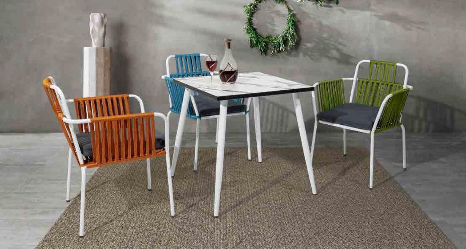 JVmoebel Gartenstuhl Elegante Edelstahl-Stühle in bunten Farben für die Terrasse (1 St), Made in Europa