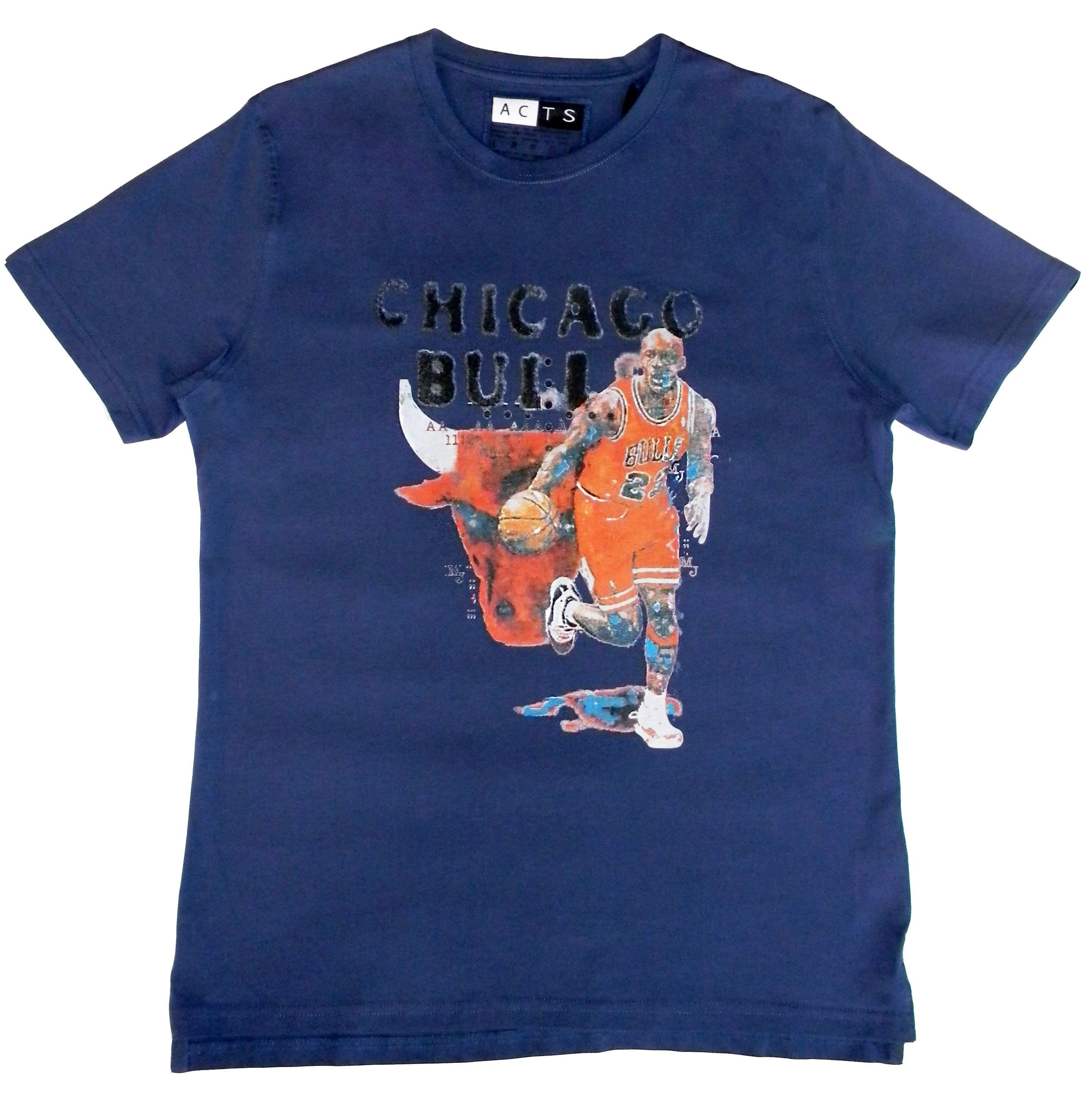 Sidney Maurer T-Shirt 1-tlg., Frontprint (Stück, Jordan" "Michael mit Blau Stück)
