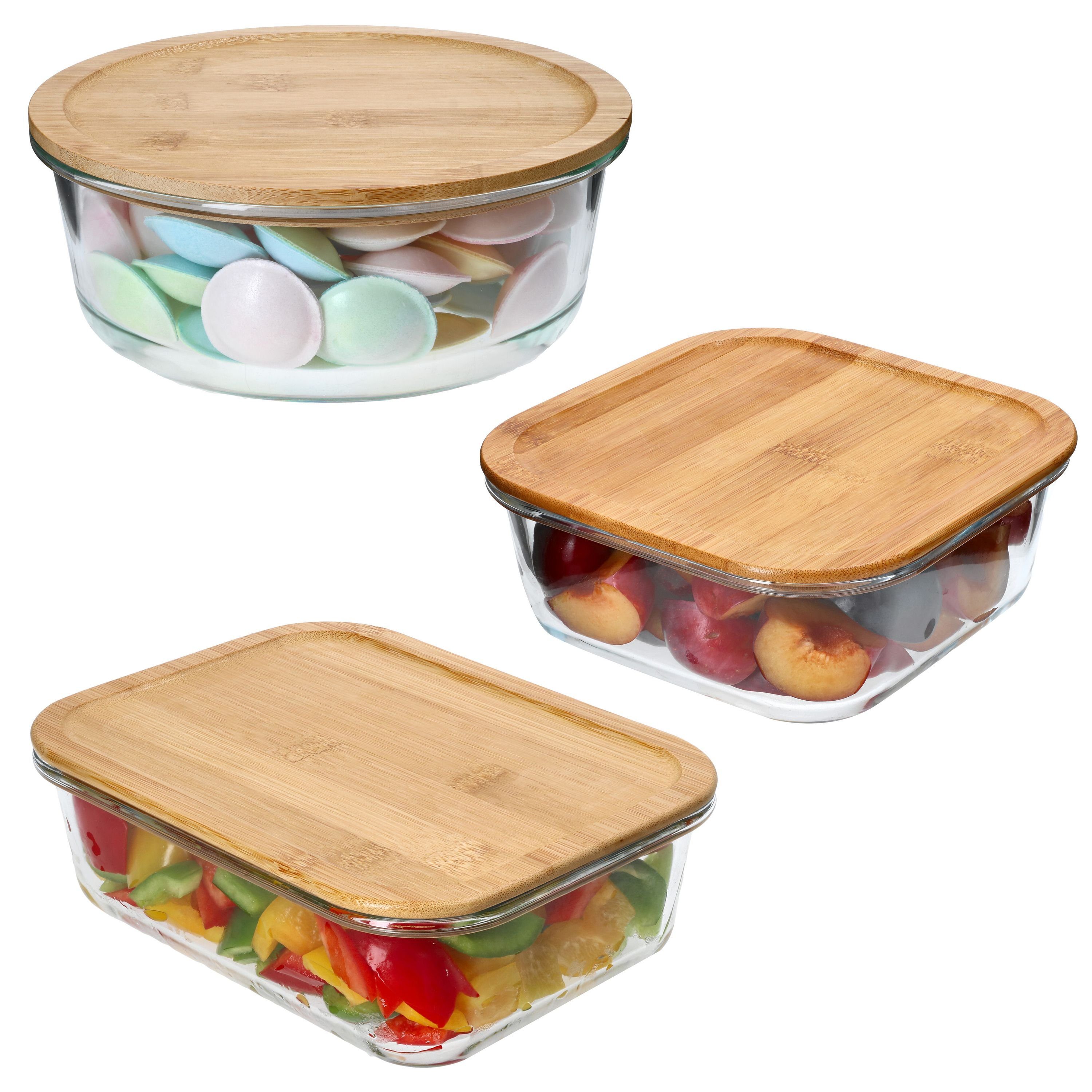 Frischhaltedose Ritzenhoff&Breker 3x Esperanza Vorratsdose Glasbox mit Holzdeckel