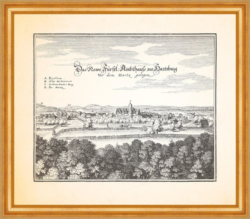 Kunstdruck Das neue fürstliche Ambthauß zur Hartzburg Bad Harzburg Merian 0375 Ge