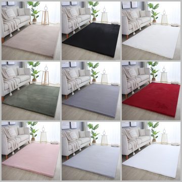 Teppich Unicolor - Einfarbig, Teppium, Rechteckig, Höhe: 20 mm, Teppich Wohnzimmer Einfarbig Shaggy Modern Flauschiger Felloptik Weich