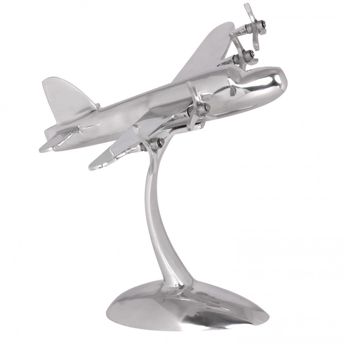FINEBUY Dekoobjekt FB40418 Design Deko Flugzeug Propeller aus Aluminium Flieger Silber (Dekoflugzeug Aluminium Glänzend Silber 30cm Modern)