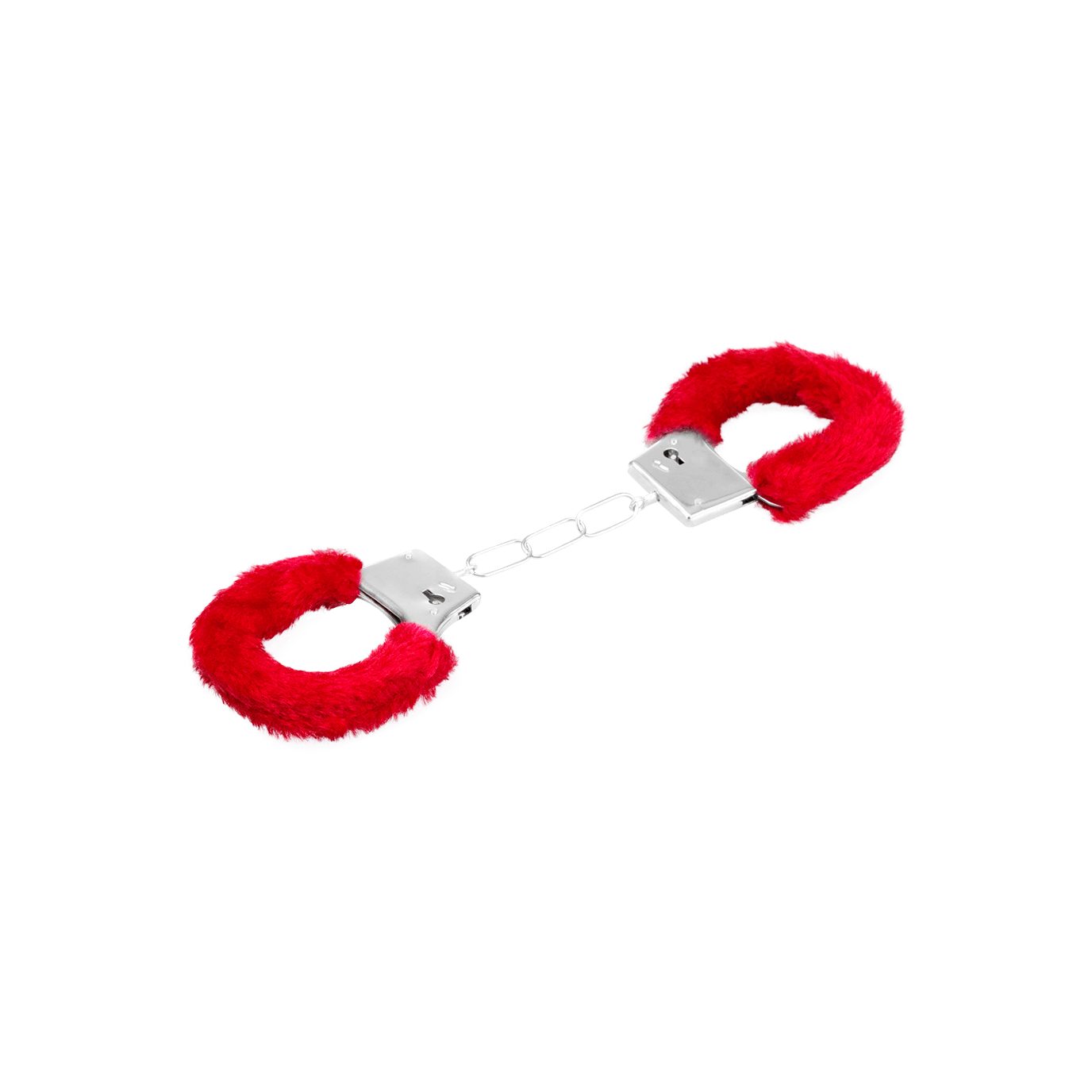 EIS Handfesseln Metall-Handschellen mit roten Plüsch von EIS (inkl. zwei Schlüssel)