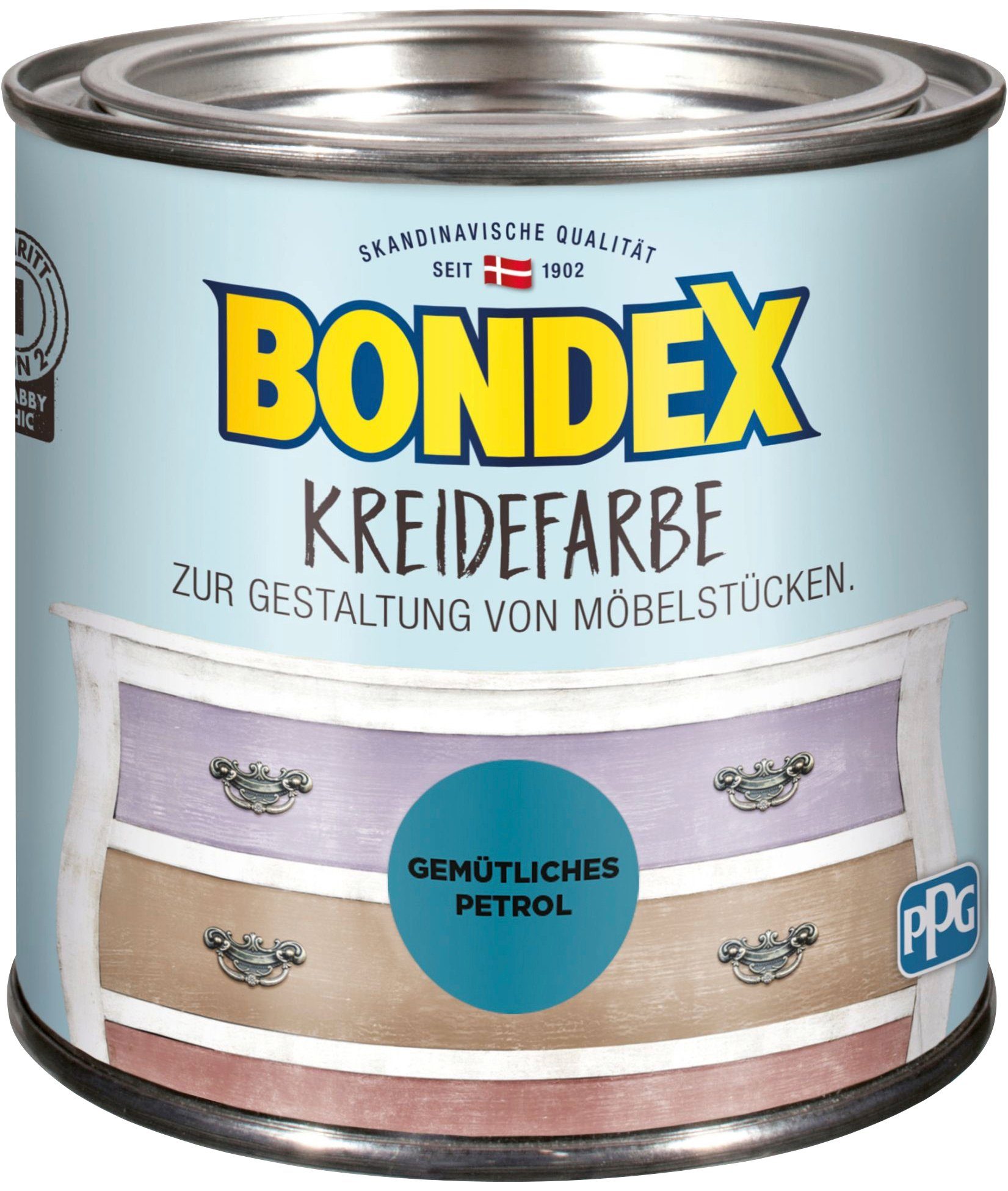 Bondex Kreidefarbe KREIDEFARBE, zur Gestaltung von Möbelstücken, 0,5 l Gemütliches Petrol