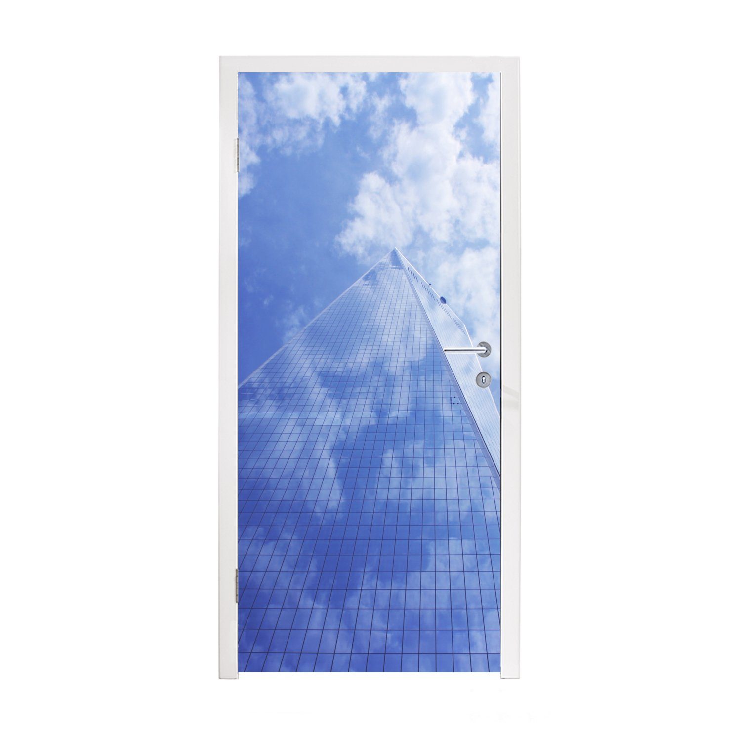 MuchoWow Türtapete Die Spiegelung des Himmels im One World Trade Center, Matt, bedruckt, (1 St), Fototapete für Tür, Türaufkleber, 75x205 cm