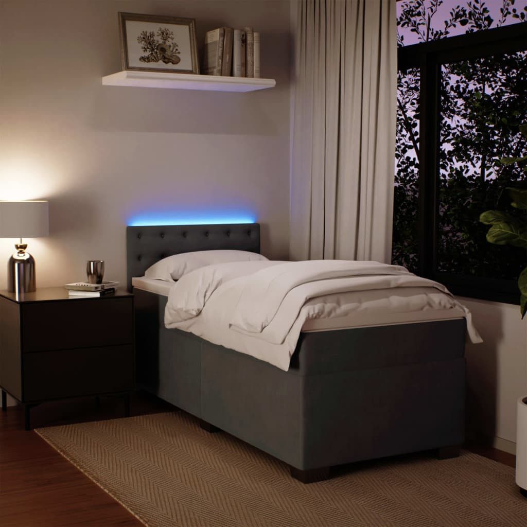 vidaXL Bett Boxspringbett mit Matratze Dunkelgrau Samt