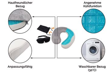 ZOLLNER Schlafmaske, 3D Schlafmaske, 2 Paar Ohrstöpsel, Aufbewahrungsbeutel, Nackenhörnchen, maximal lichtdicht