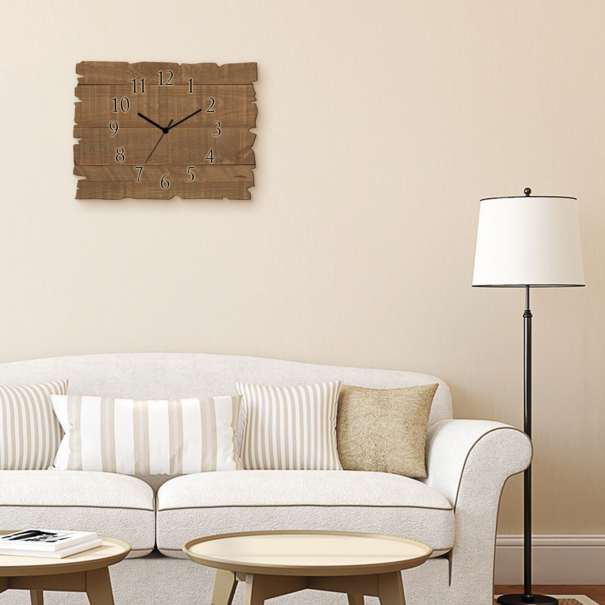 Artland Wanduhr Holzuhr dunkel (wahlweise mit Quarz- oder Funkuhrwerk, lautlos ohne Tickgeräusche)