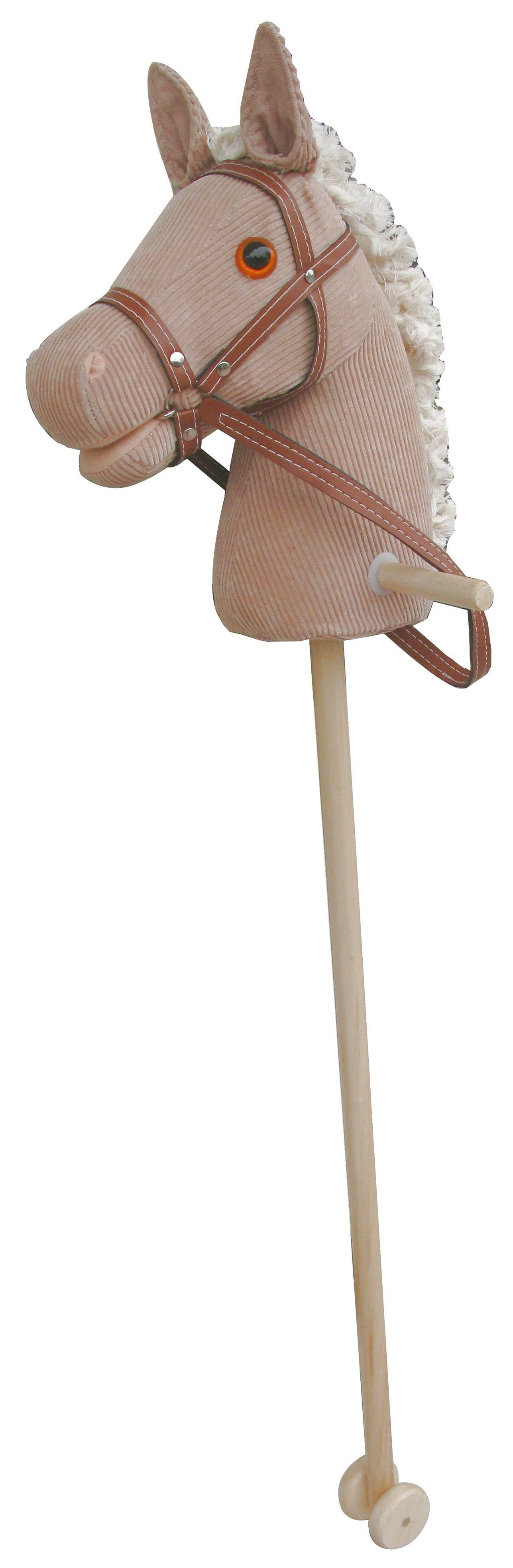 Sweety-Toys Steckenpferd Sweety Toys 5116 Steckenpferd 'CORDY'beige aus Cord mit Soundfunktion, mit Sound
