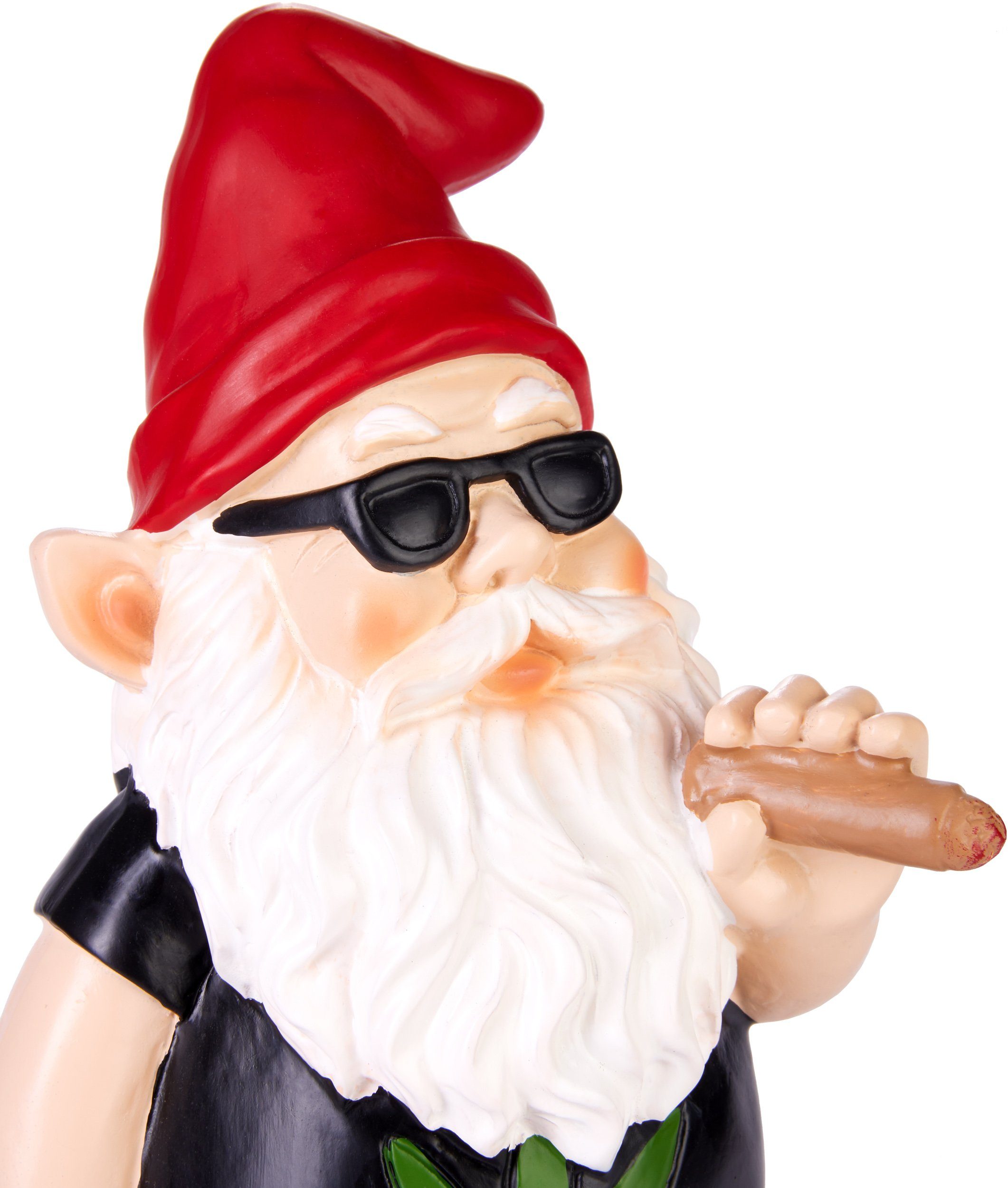 BRUBAKER Gartenzwerg Cannabis - Frecher Zwerg mit Joint - Gartenfigur Lustig - Gras rauchen, (1 St), Dekoration Wetterfest für Garten Campingplatz