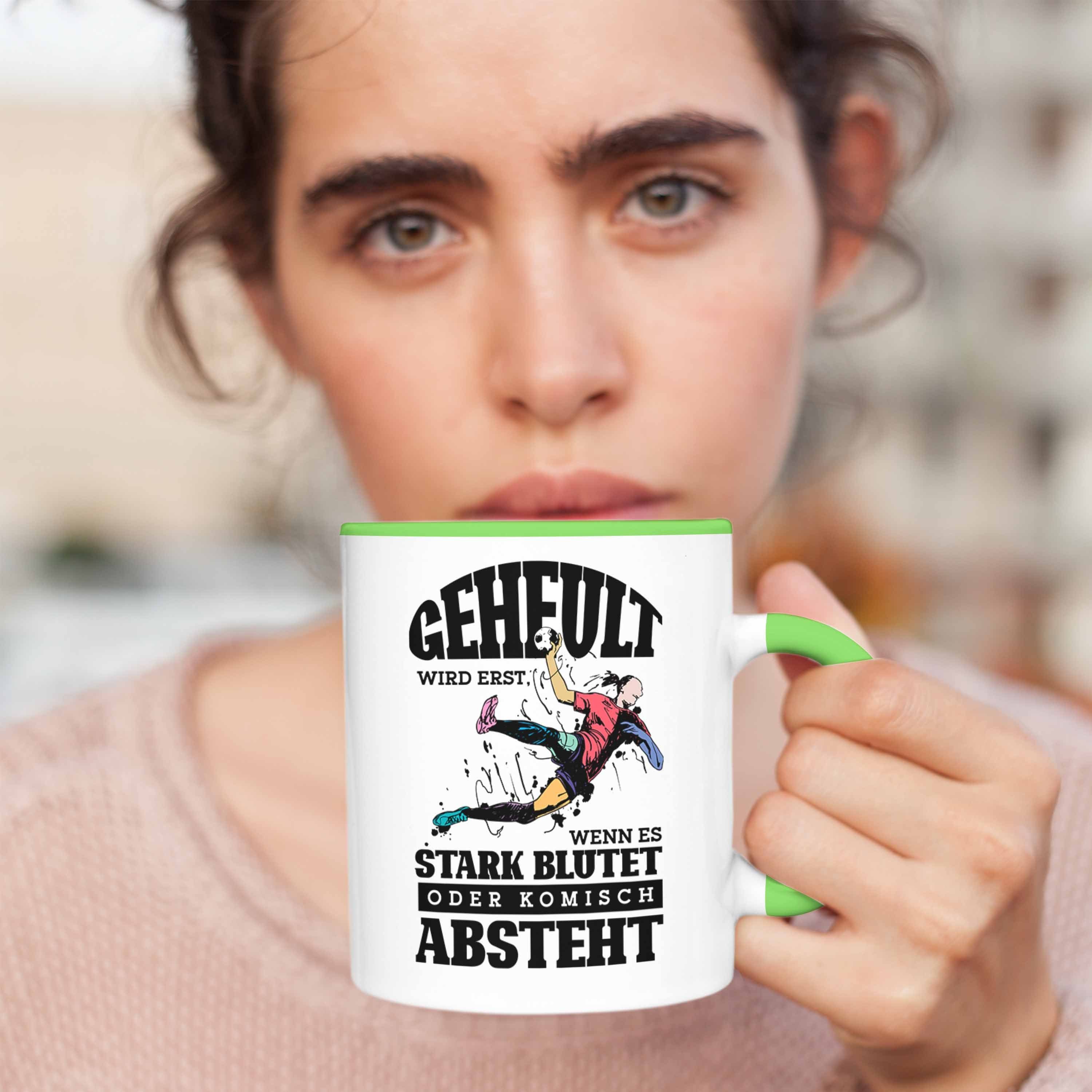 Erst Geheult Lustige Handball-Tasse für Trendation Geschenk Tasse Grün Handballspieler Wird