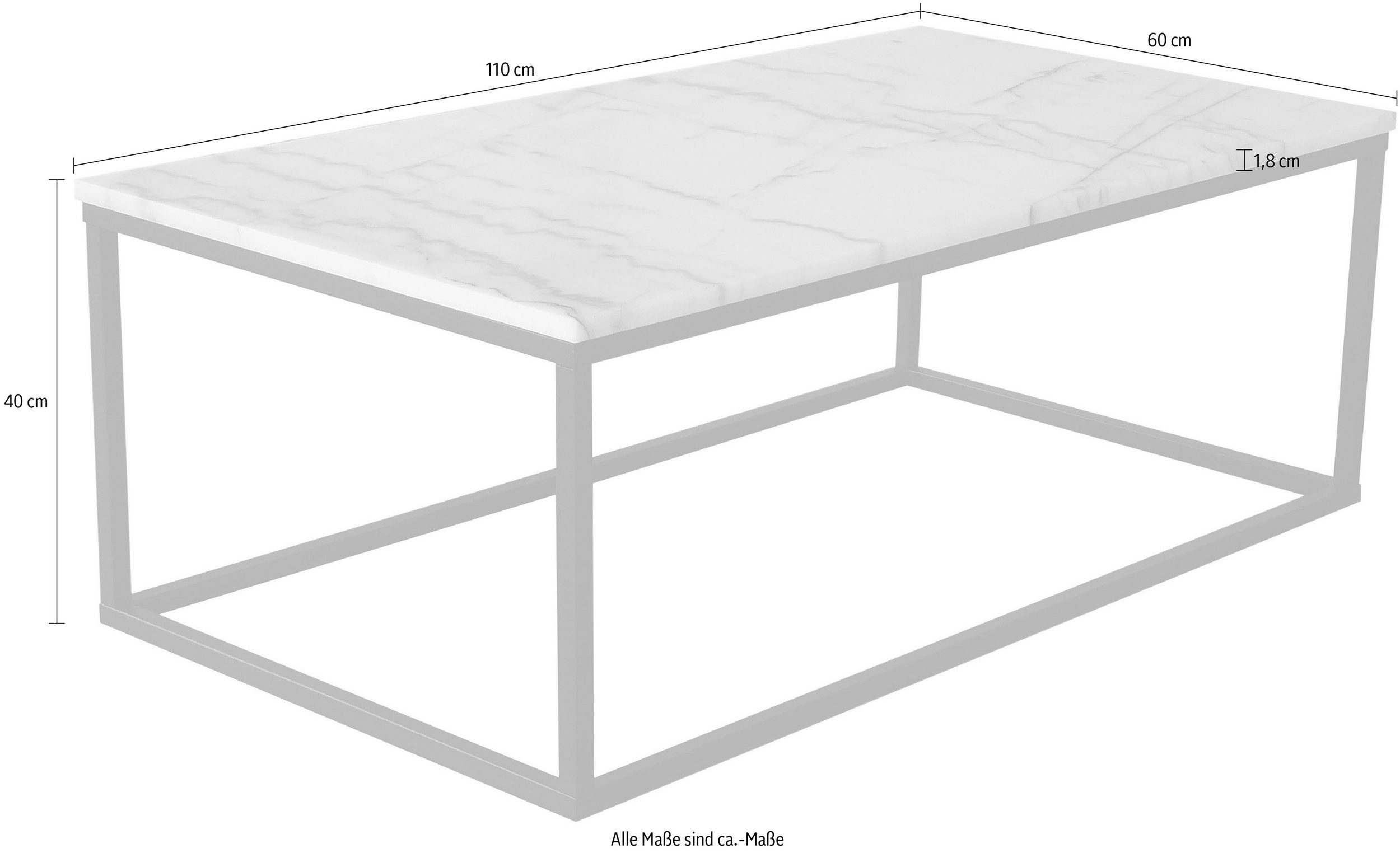 SIT Couchtisch MIT MARMORPLATTE - Maße