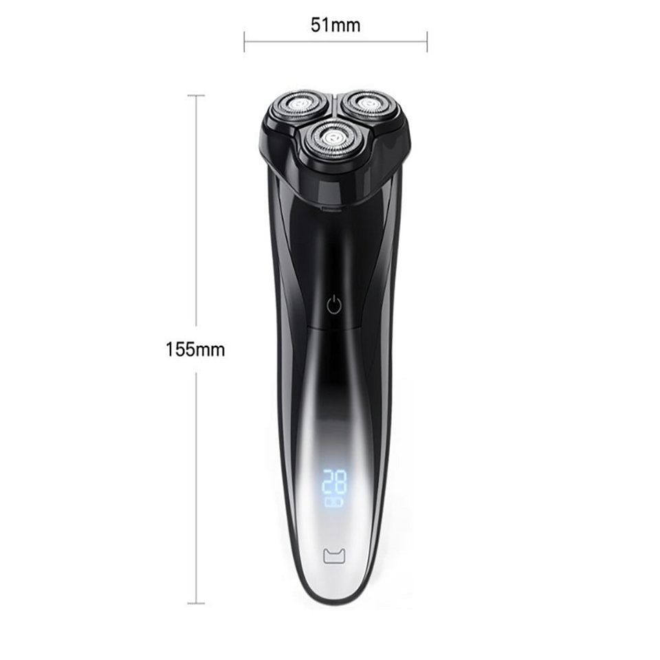 Gontence Elektrorasierer Men's Electric Shaver, Wet & Dry,  IPX73D-Scherkopf, 90–120 Minuten