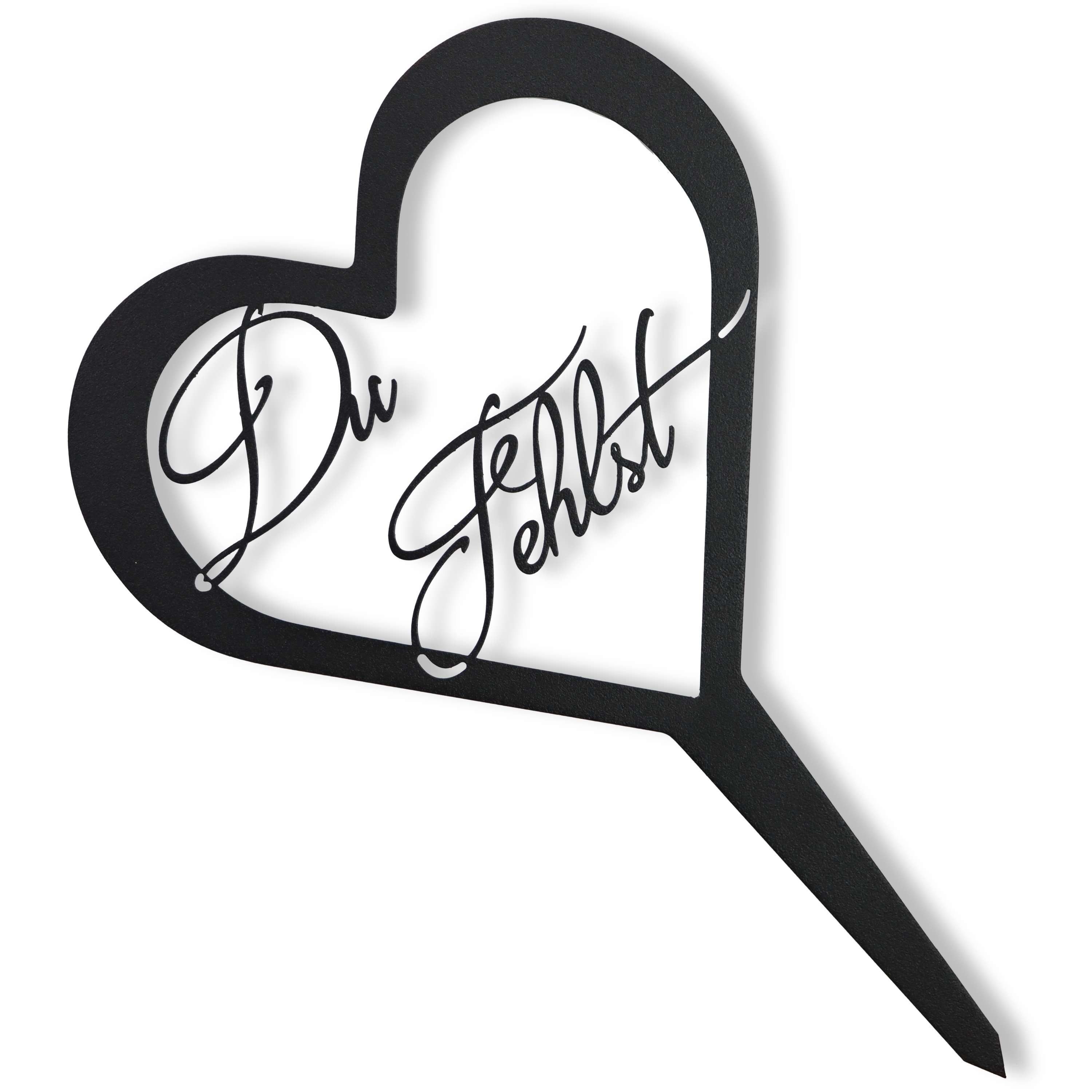 Rostikal Metallschild Grabschmuck Herz - Grab Deko mit Gravur Du Fehlst / Unvergessen