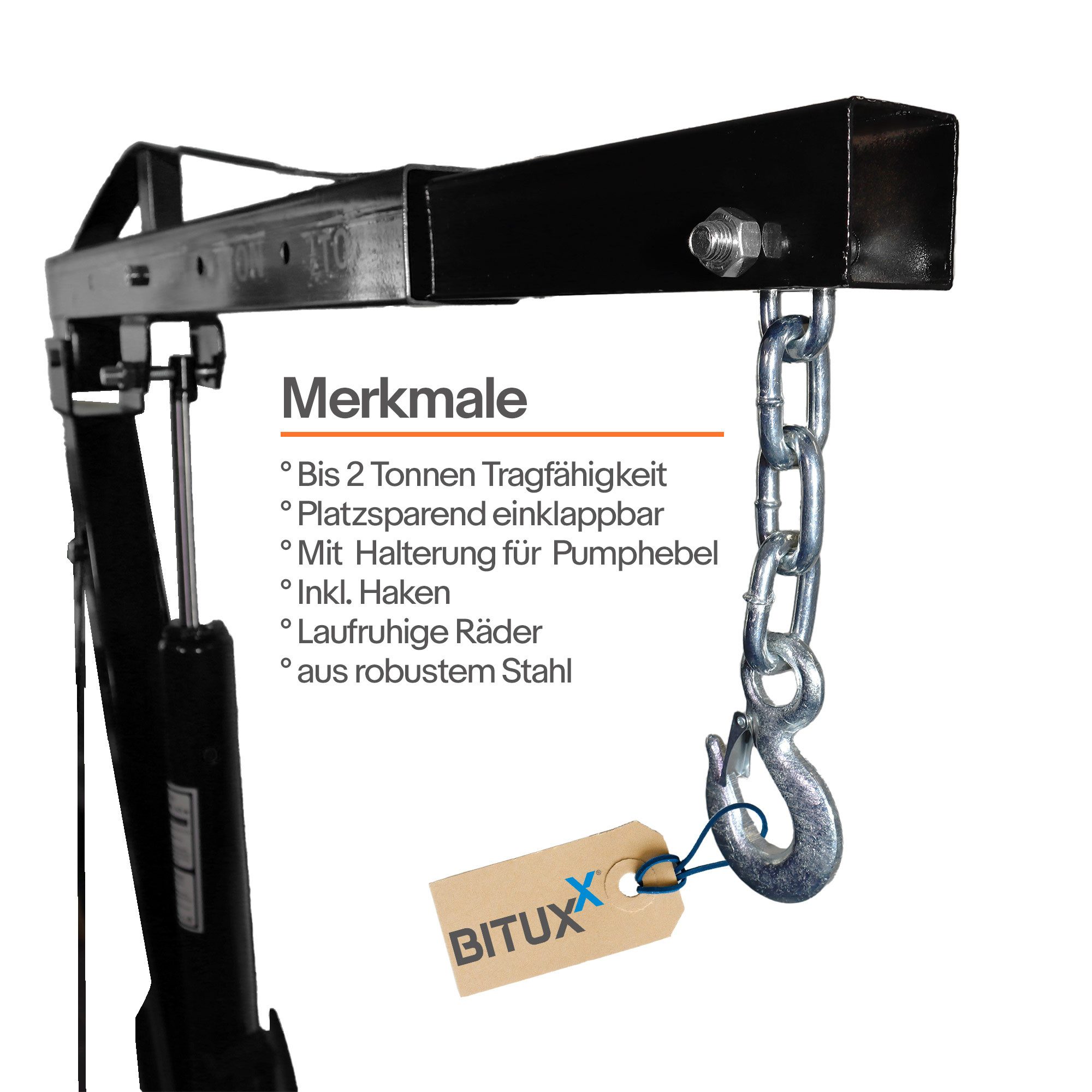 Bituxx Werkstattkran Bituxx Werkstatt Hebekran 2000kg Schwarz, MS-20144 – Bild 4 von 5