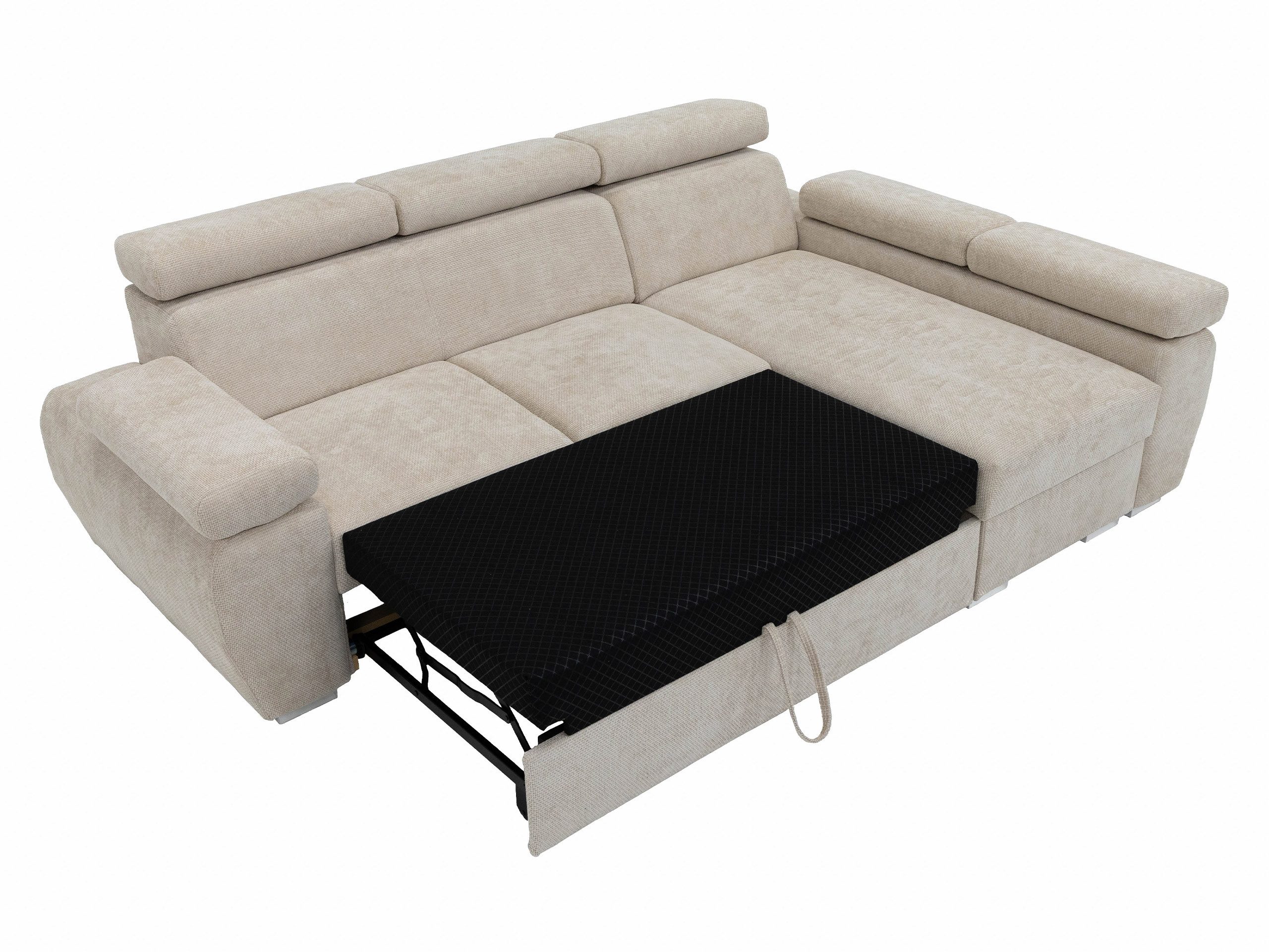 MIRJAN24 Ecksofa Boston Mini, mit Bettkasten und Schlaffunktion, mit Einstellbare Kopfstützen, L-Form, 255x170x85-98 cm