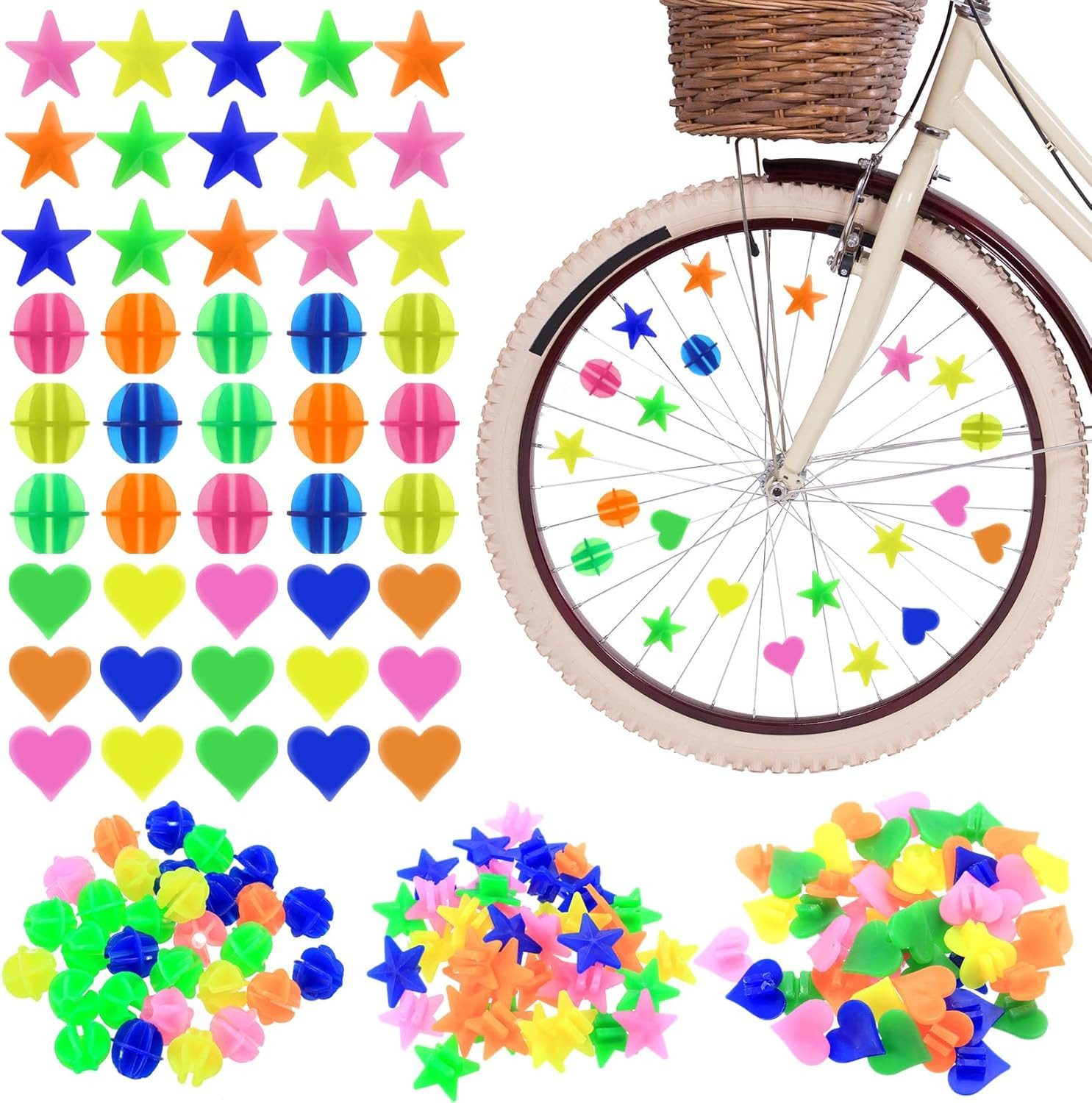 FELIXLEO Fahrradreflektor 324 Fahrrad Speichen Deko Bunt Reflektierend Stern Herz Kinder, (1 St)