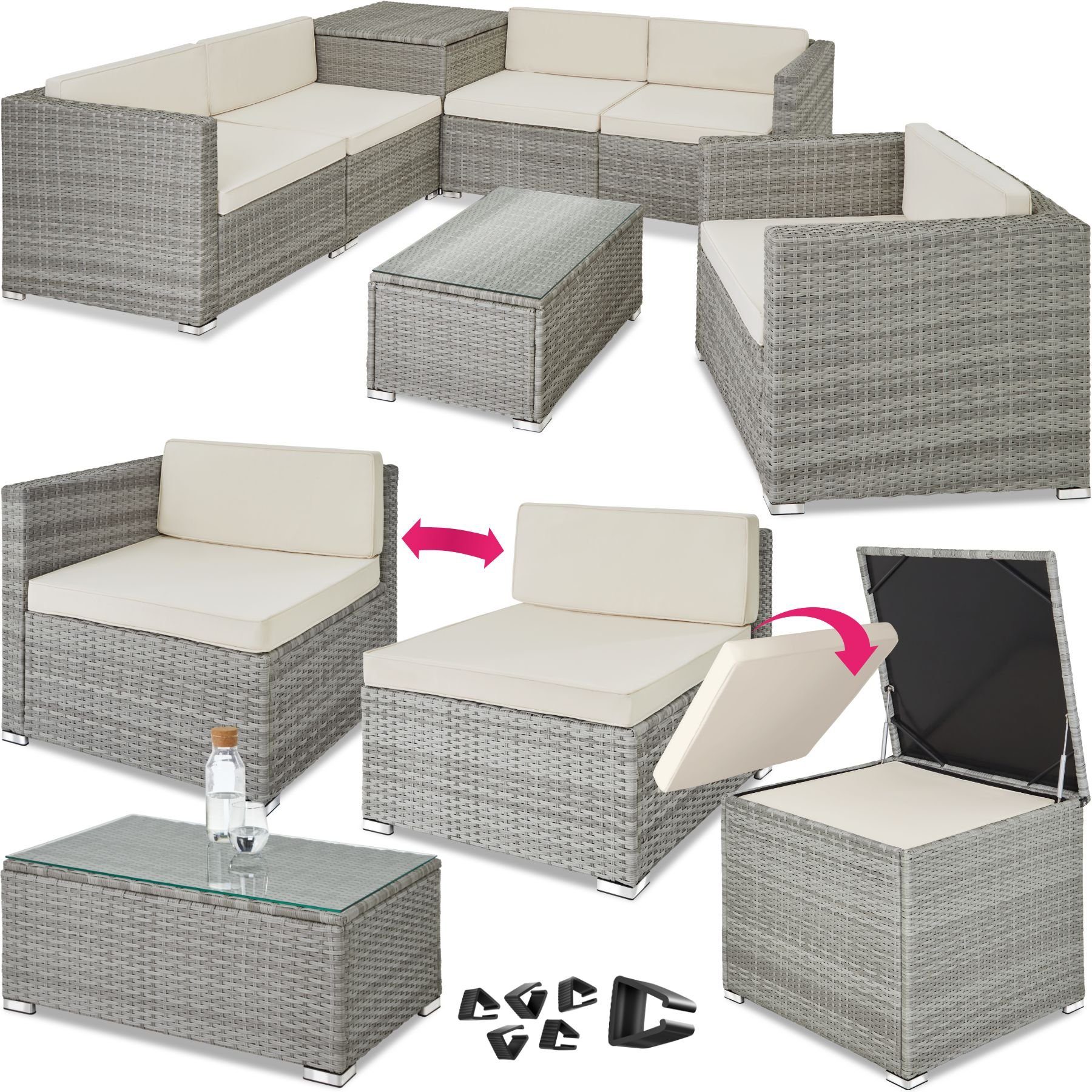 tectake Loungeset Pisa, (Set, 7-tlg)