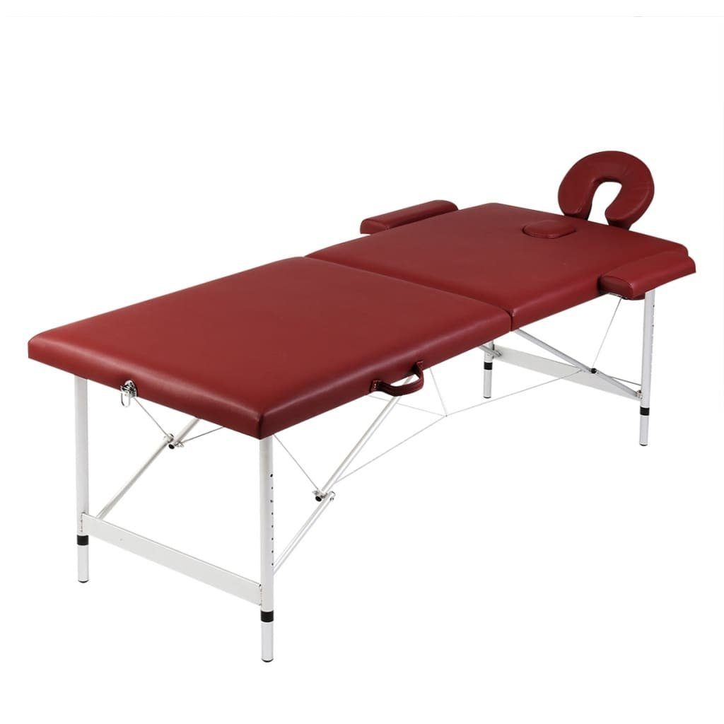 vidaXL Massageliege Massagetisch Rot Zonen Aluminiumrahmen mit Klappbar 2