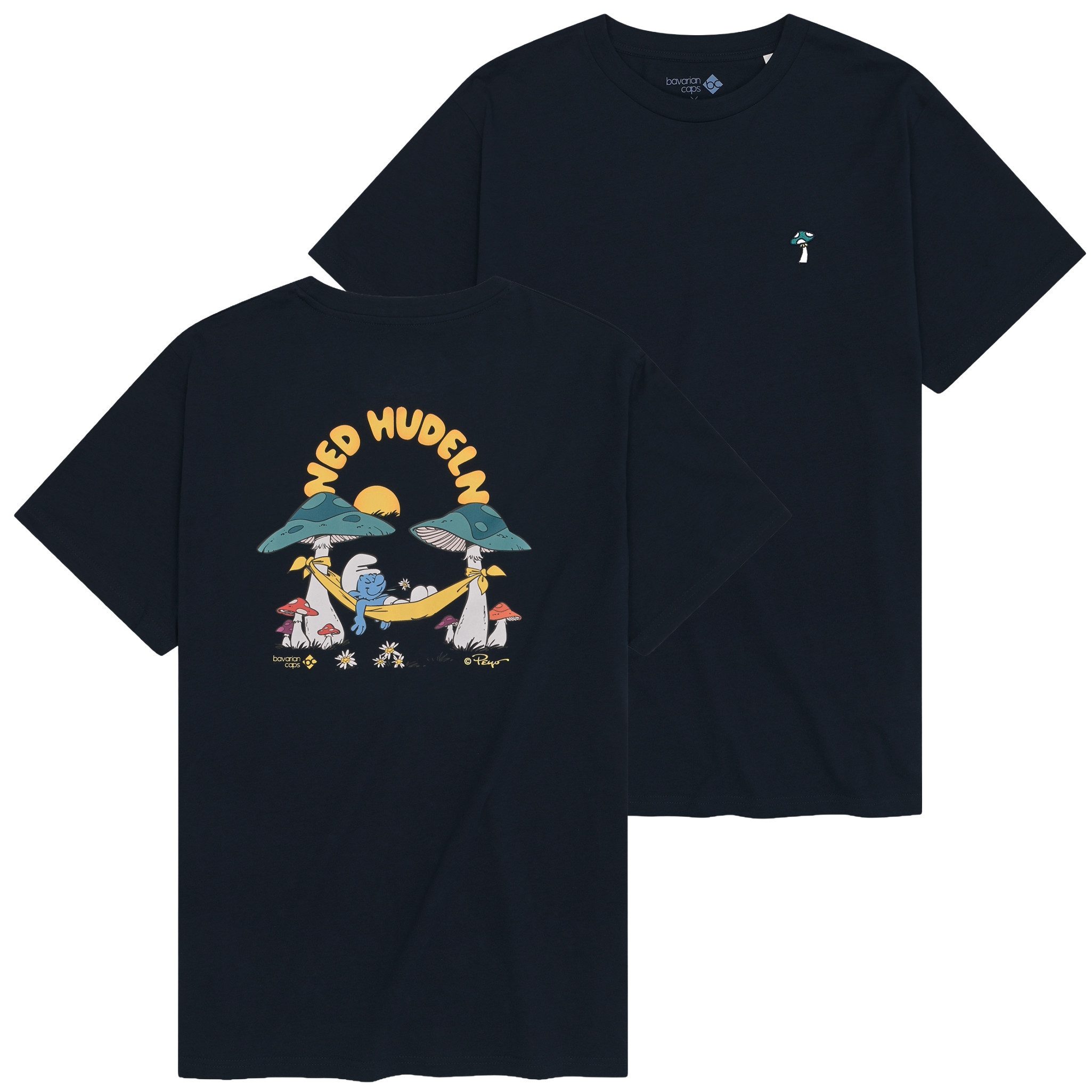 Bavarian Caps T-Shirt Bavarian Caps T-Shirt "Schlümpfe: Ned Hudeln" - dunkelblau (T-Shirt, T-Shirt)