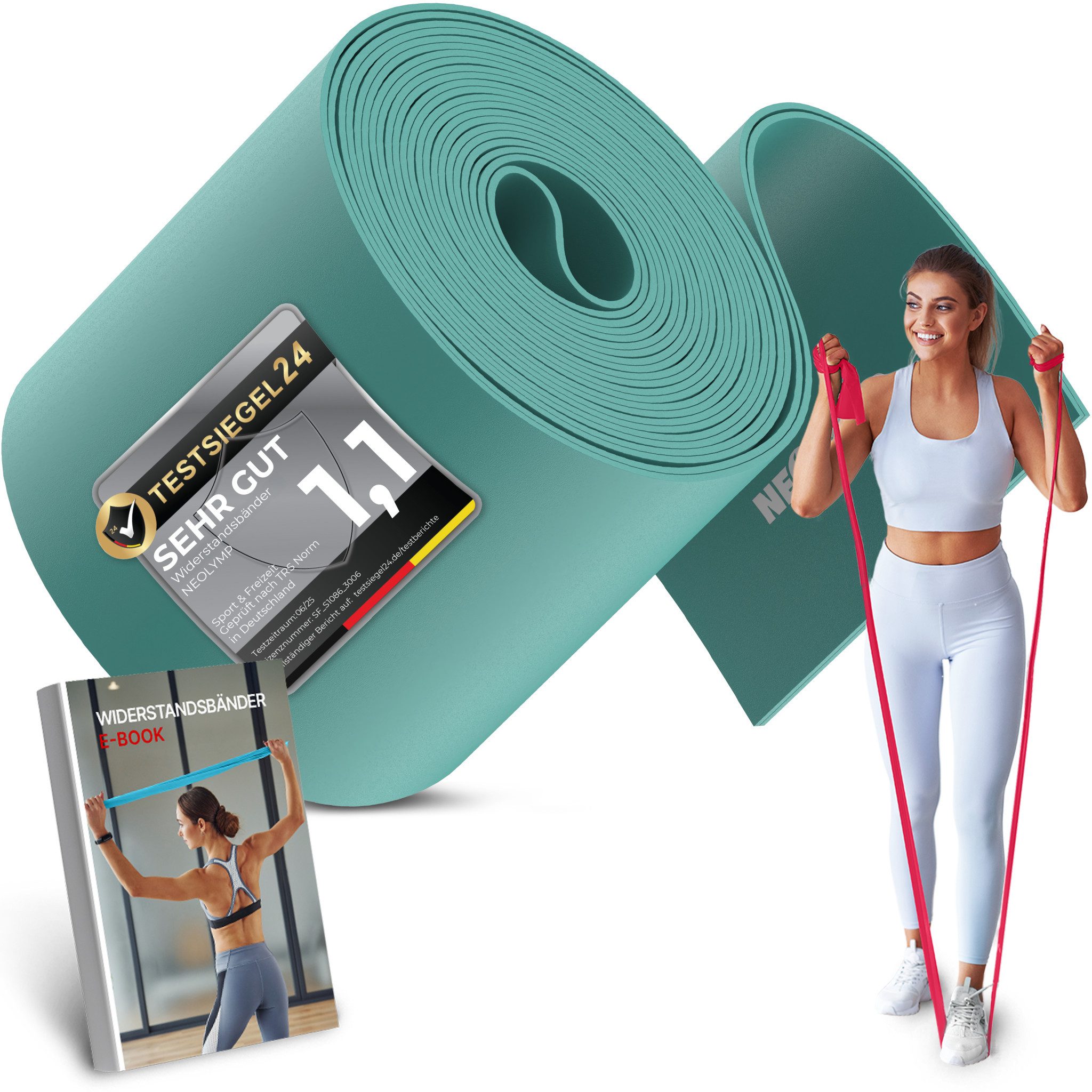 NEOLYMP Physiobänder Widerstandsbänder 15 cm breit - reißfeste Fitnessbänder aus TPE, Flossing Band - elastische Resistance Bands für Krafttraining, Physio