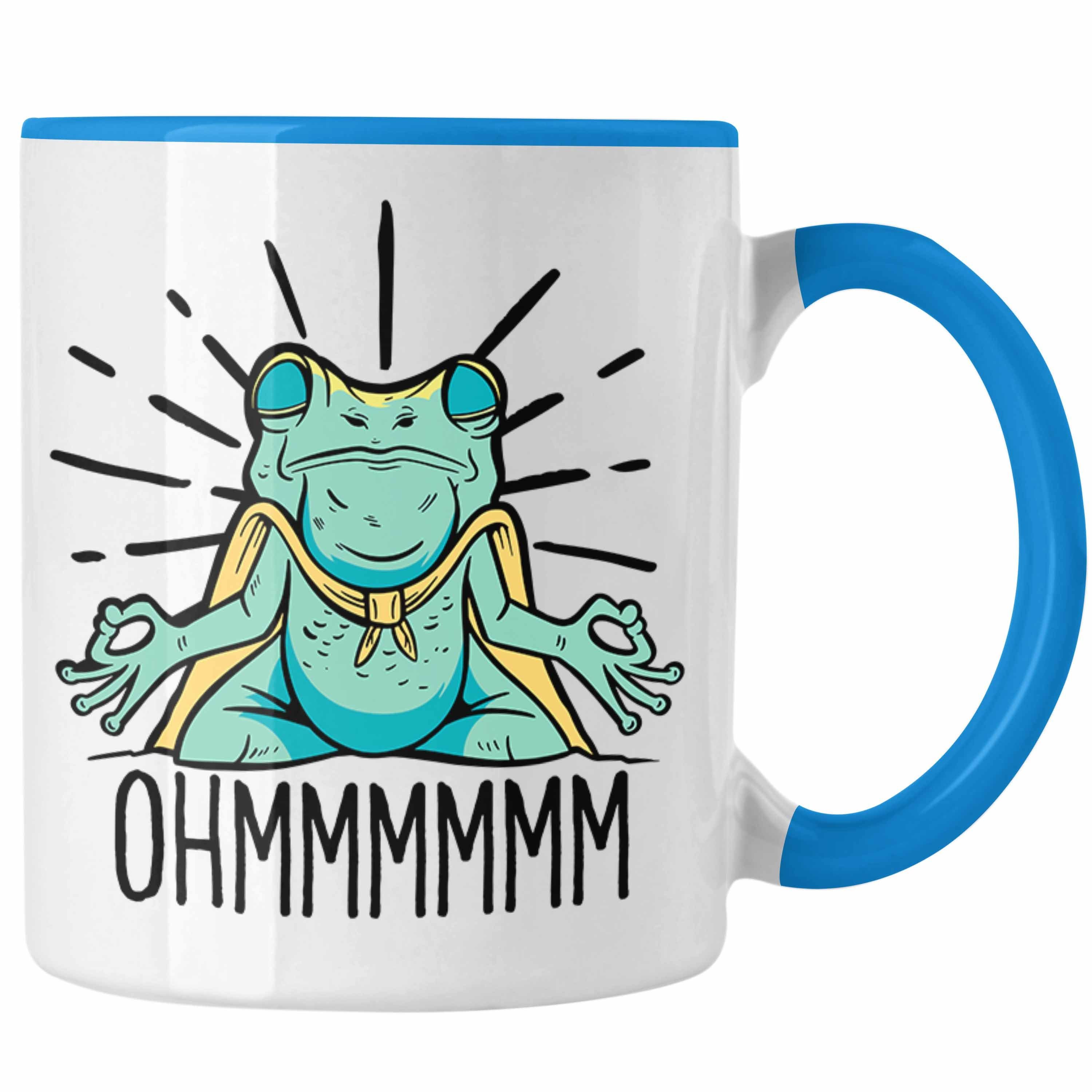 Frosch Meditiere Tasse für meditationsbegeisterte Tasse Geschenk Trendation Blau Mediration