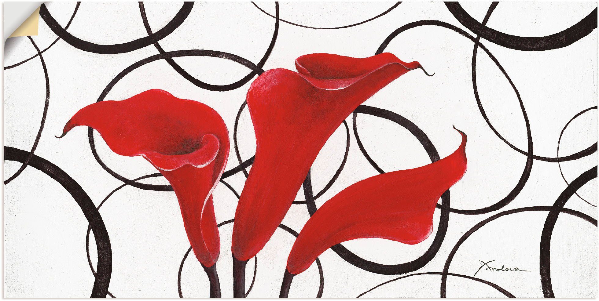 Wandbild Callas, Poster als St), oder in versch. Artland Blumen Wandaufkleber (1 Alubild, Leinwandbild, Größen