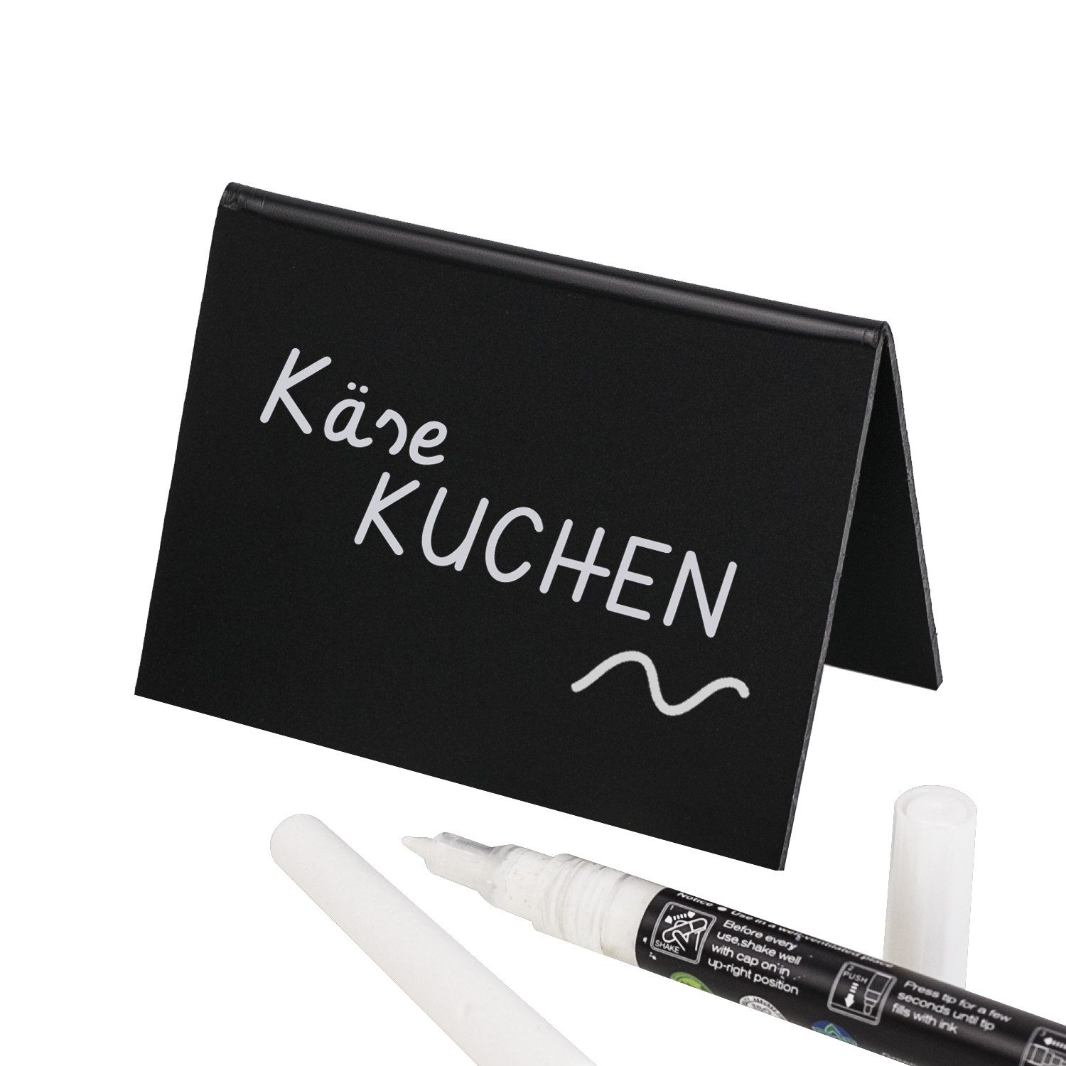 HMF Standtafel Tischaufsteller Kreidetafel, A-Aufsteller, 10 x 7 cm, (10-tlg), DIY Deko Kreidetafeln für den Tisch, Schwarz