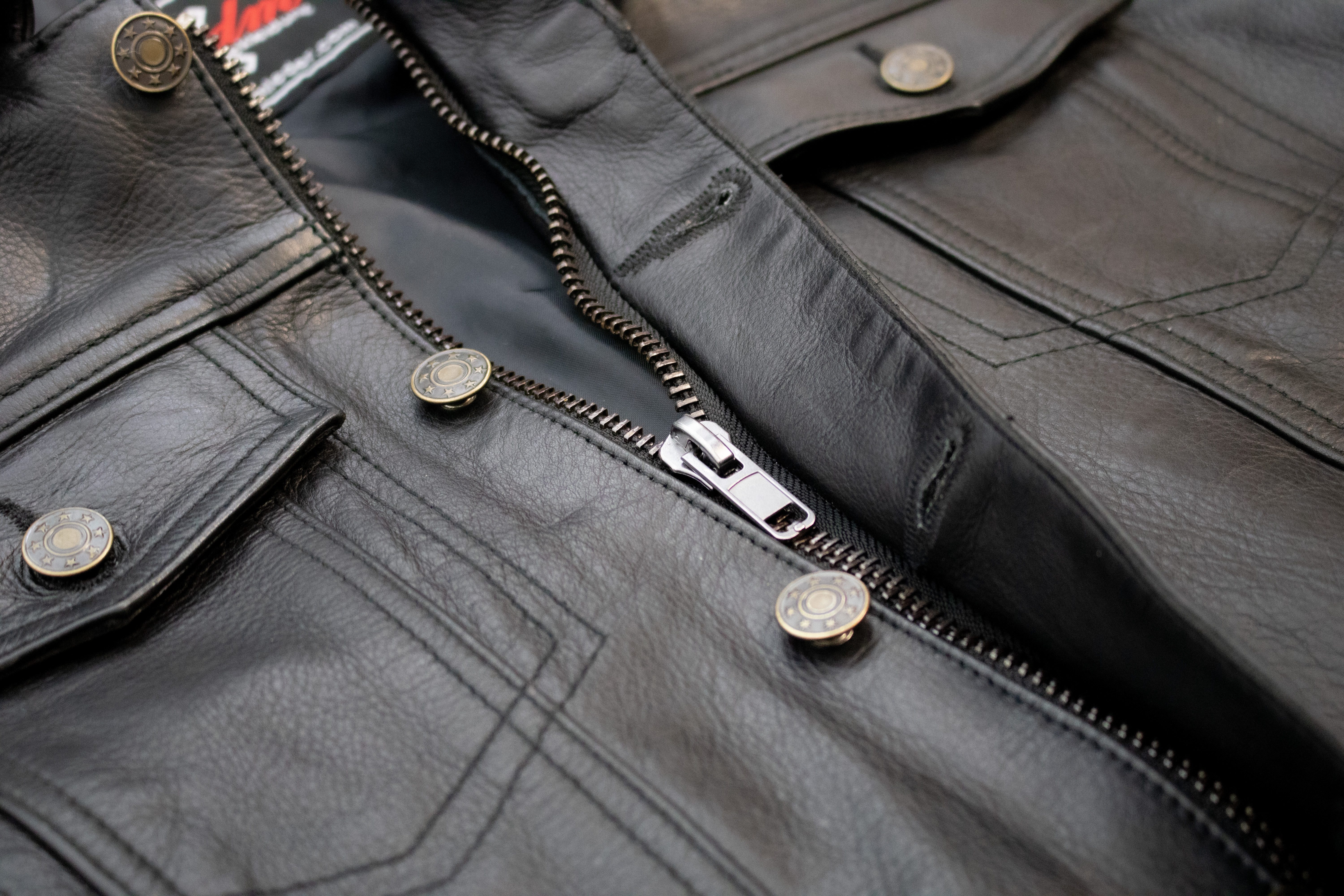 MDM Lederjacke Herren Echtleder Jacke im Jeans Stil aus Rindsleder in schwarz