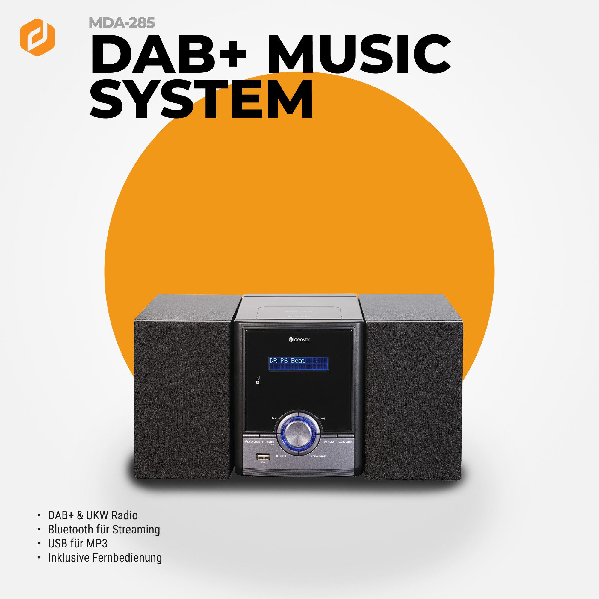 Denver MDA-285 Stereoanlage (FM, DAB, 10 W, einfache Bedienung)