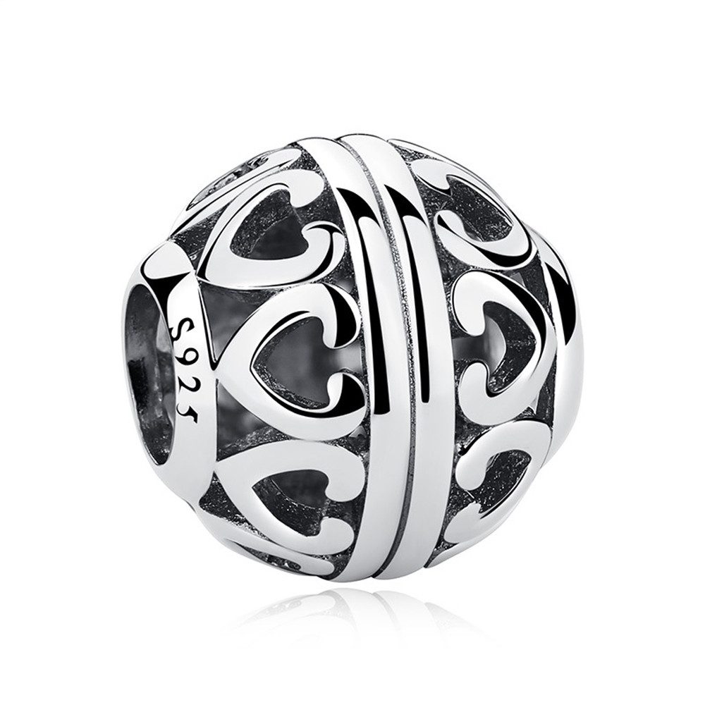 Bead Herzball Charm für Charm Armband, 925er Sterling Silber