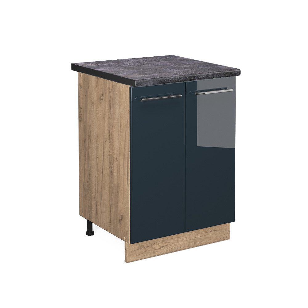 Vicco Unterschrank Fame-Line, Dunkelblau Hochglanz/Goldkraft Eiche, günstig online kaufen