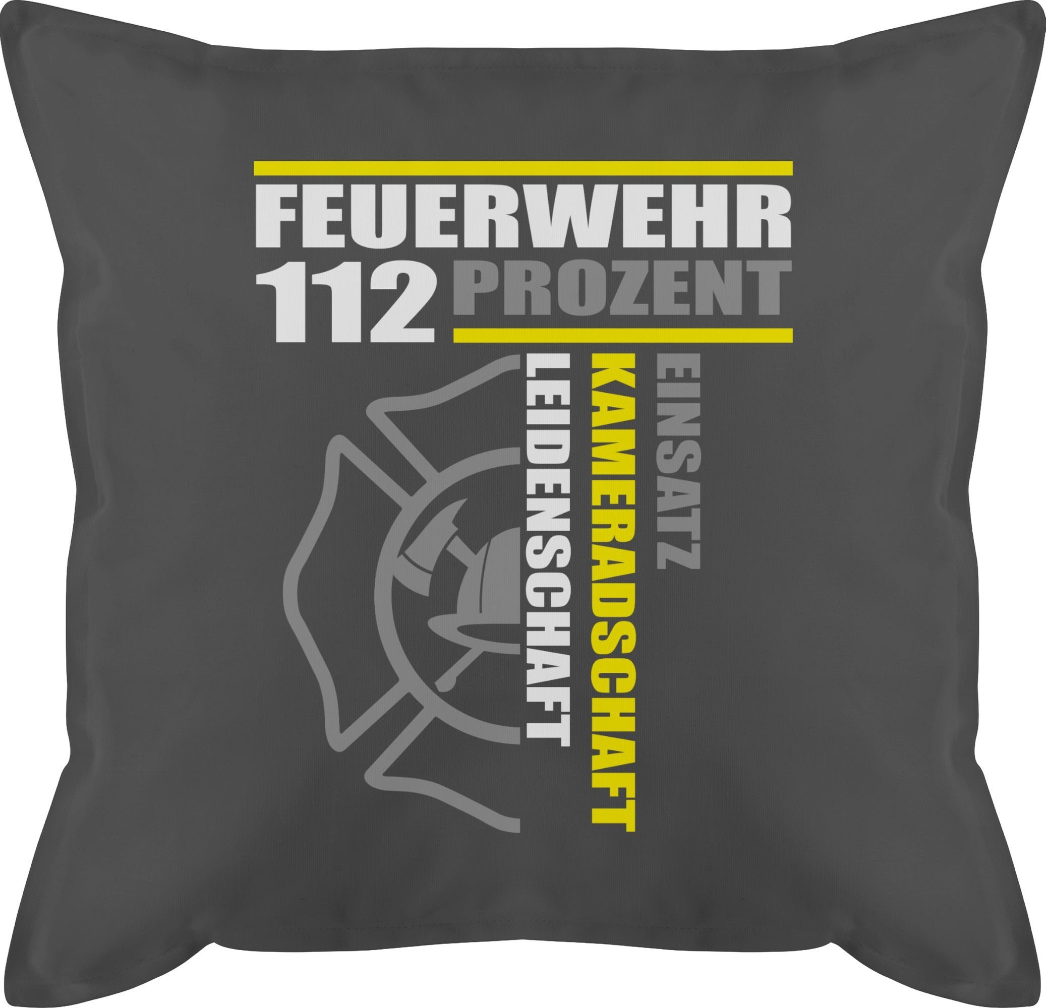 Shirtracer Dekokissen Feuerwehr 112 Prozent - Einsatz Kameradschaft Leidenschaft - Freiwilli, Feuerwehr 3 Grau