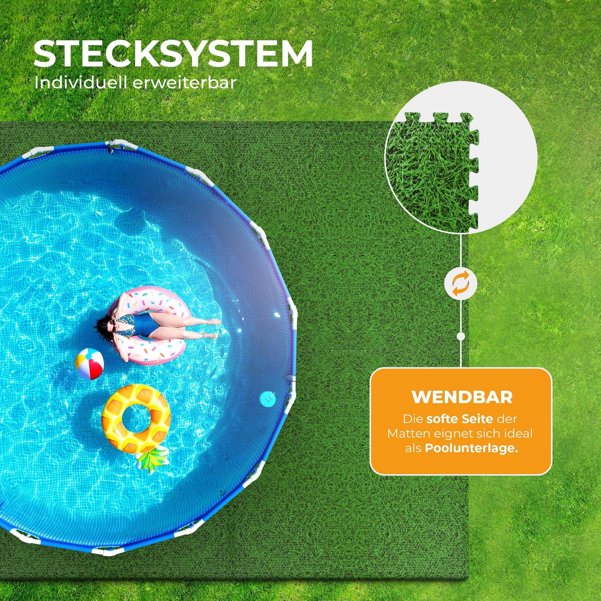 Bestlivings Pool-Bodenschutzfliese Pool Unterlegmatte, 6 Stück à 40x40x1cm (0,96m), Bodenschutz Poolunterlage Pool Planschbecken - Bodenschutzmatte