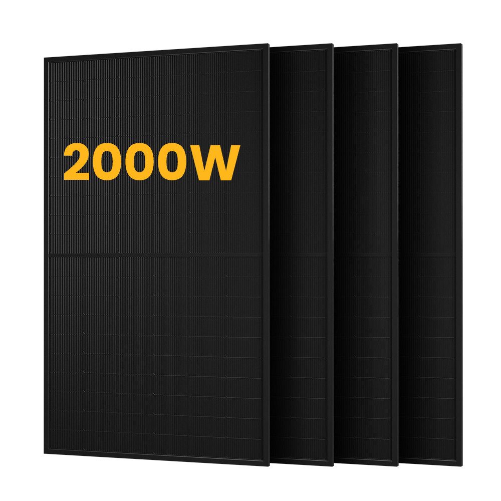 POWERNESS Balkonkraftwerk SunPro 500Wp Full Black Bifaziale Solarmodule, (Photovoltaik Glas-Glas, 4-St), Stecksystem: MC4-kompatible Stecker
