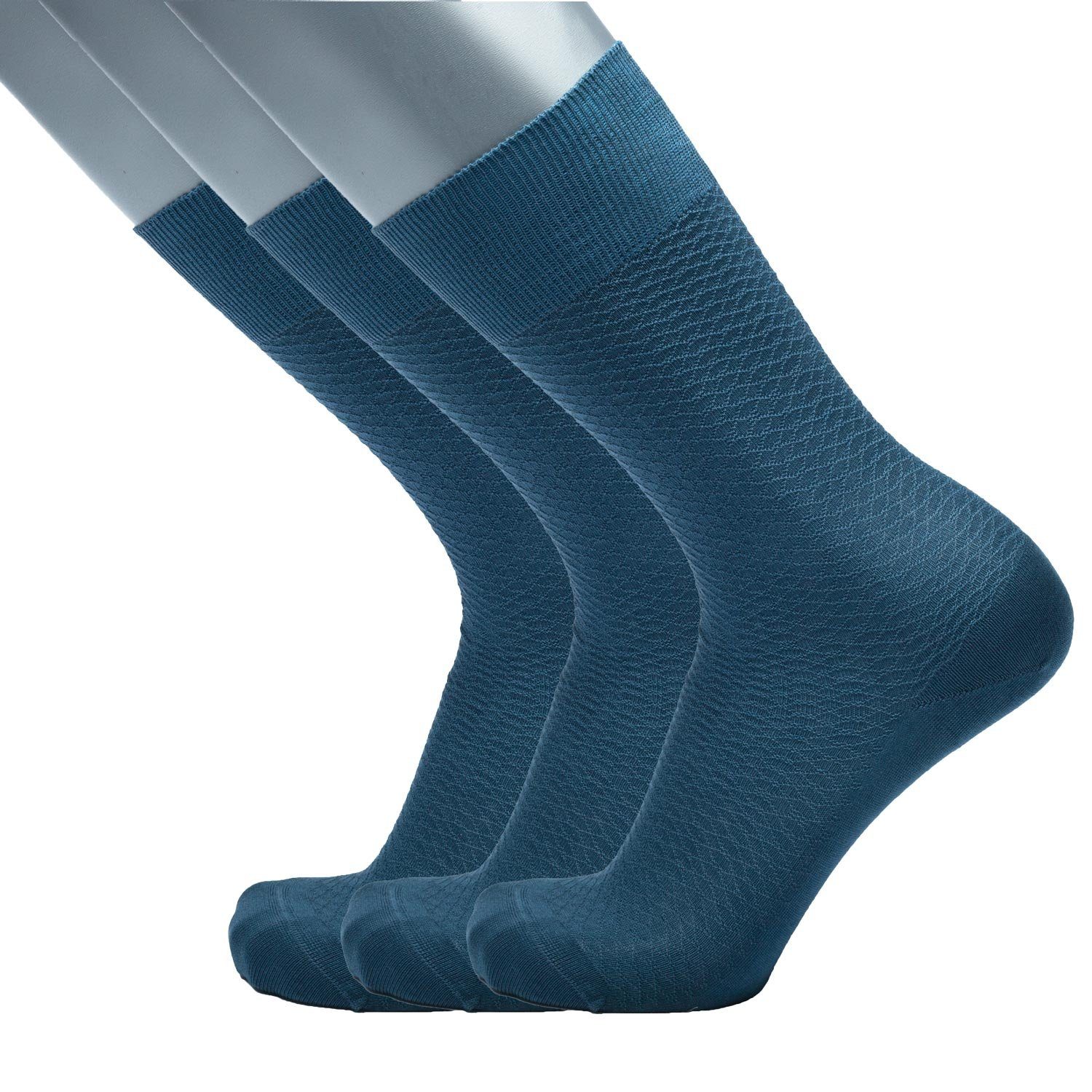 BGENTS Businesssocken Classic Frankfurt Socken - 3er Socken (3er Packung, 3er Packung) aus reiner merzerisierter Baumwolle Petrolblau