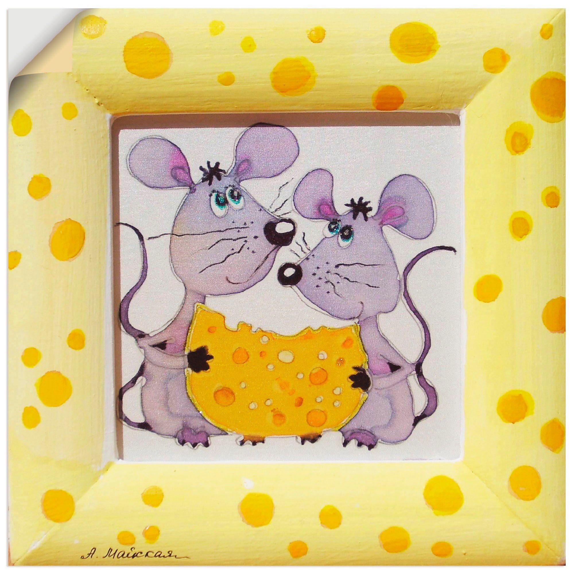 Artland Wandbild Mäuse Poster Tiere (1 Wandaufkleber Größen Leinwandbild, oder mit Käse, St), als versch. in