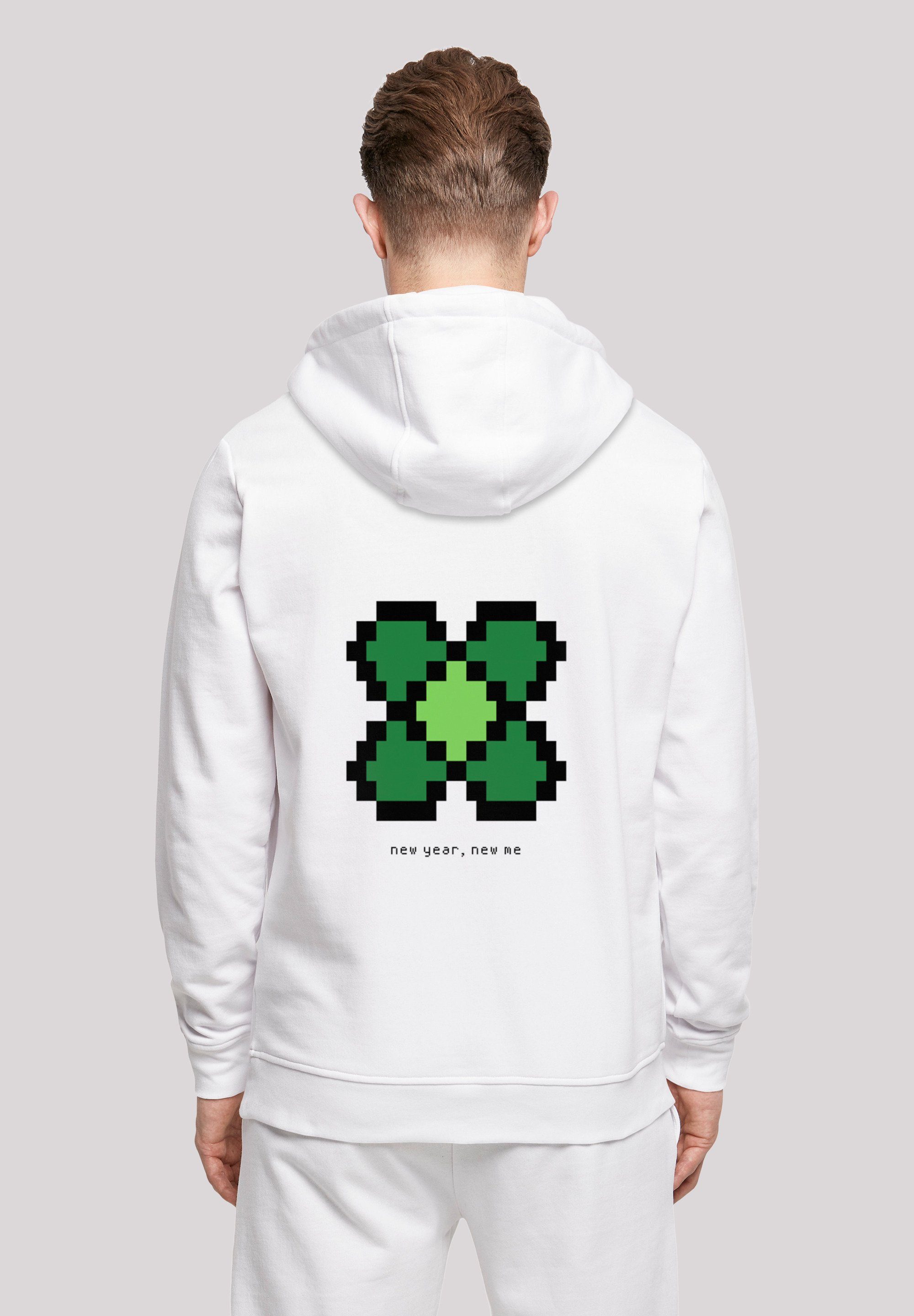 Kängurutasche Pixel Kleeblatt Kapuzenpullover geräumige und New Silvester Print, Kapuze Happy Year Verstellbare F4NT4STIC