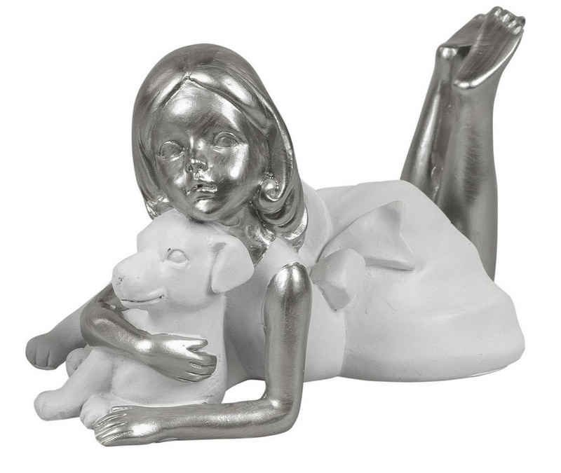 dekojohnson Dekofigur »Mädchen-Deko-Figur liegend weiß silber 15x7x9 cm«