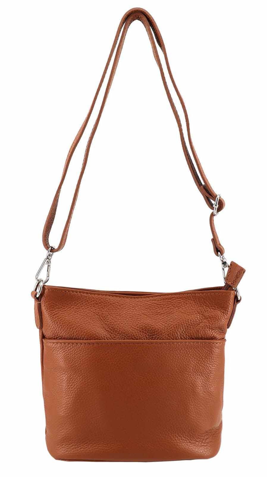 ITALYSHOP24 Schultertasche Made in Italy DAMEN LEDER TASCHE Crossbody Umhängetasche Mini Hobo Bag, Ledertasche Damentasche City Bag CrossOver Freizeit CrossBag Shopper