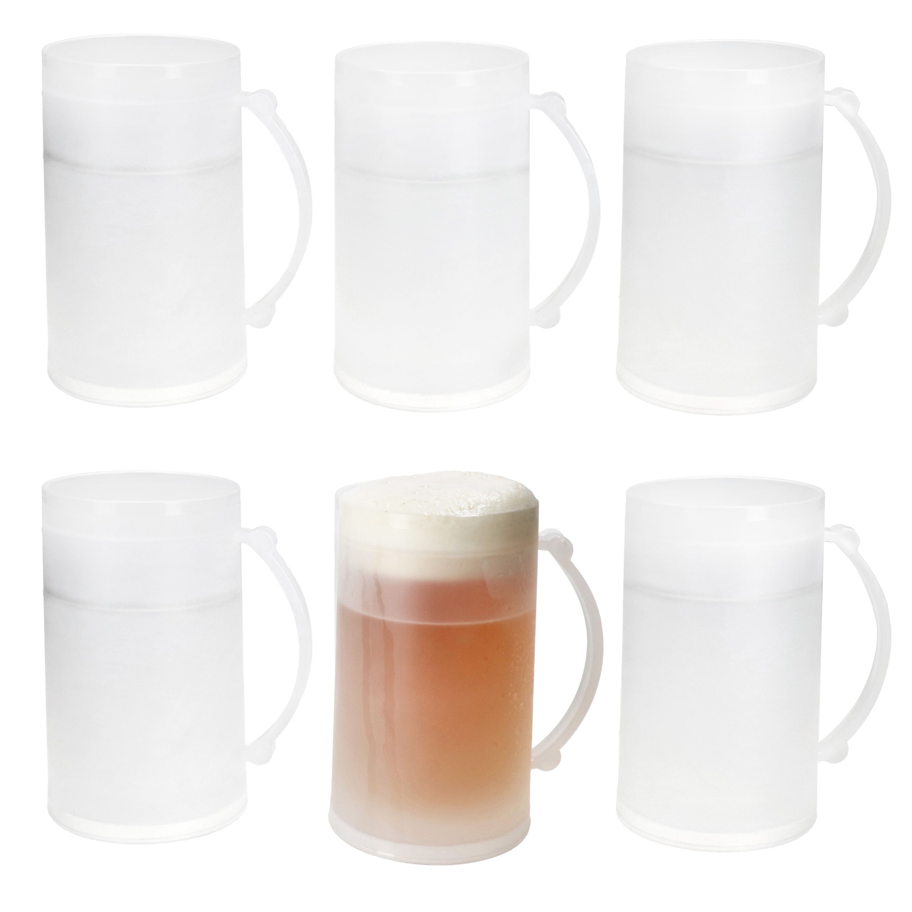 MamboCat Bierglas 6x ToGo Bierkrug aus Kunststoff 0,4L kühlender Humpen Camping Outdoor, Kunststoff