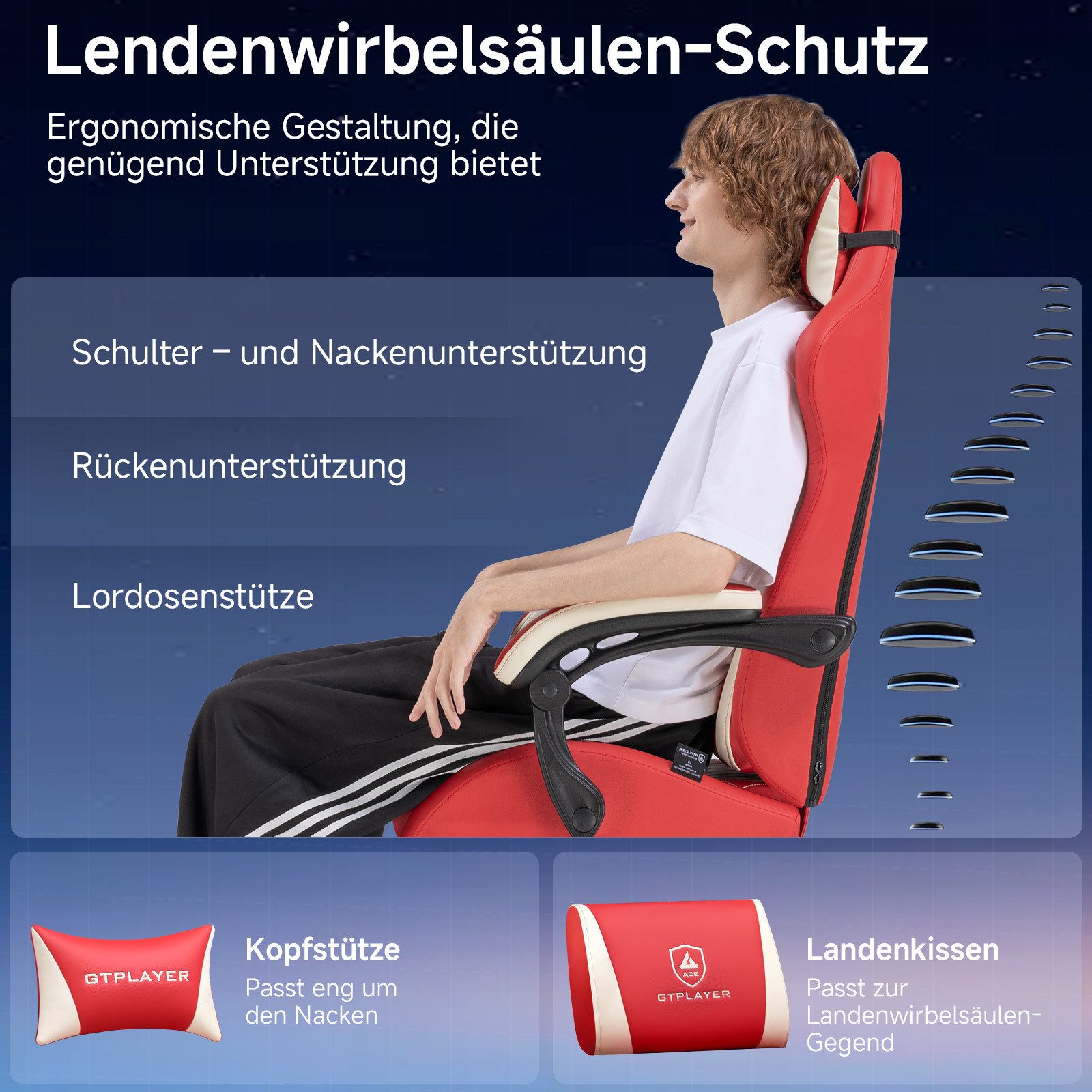 GTPLAYER Gaming-Stuhl Ergonomischer Gaming Sessel Schreibtischstuhl günstig online kaufen