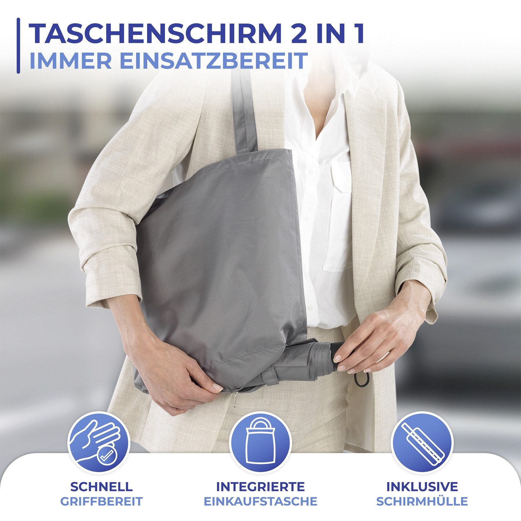 WENKO Tragetasche WENKO Taschenschirm HT 25x7 cm bunt