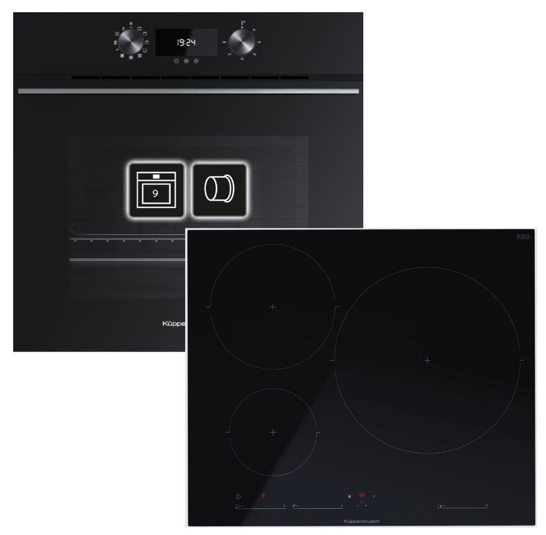 Küppersbusch Backofen-Set 70 Liter mit Induktionskochfeld rahmenlos - 60 cm, autark