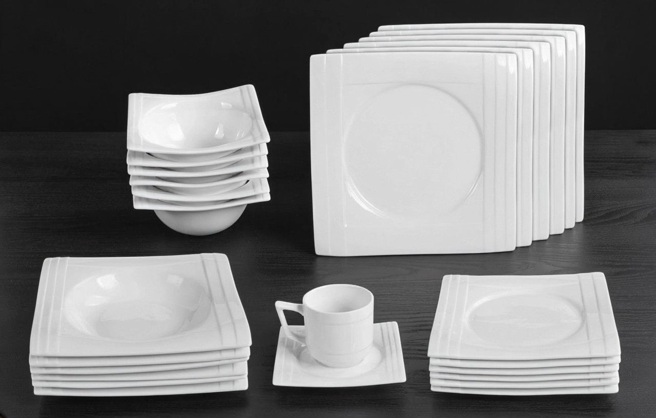 Tullip Kombiservice (36-tlg), 6 Personen, Elegantes Geschirr-Set für Kaffee und Tafel – Germany