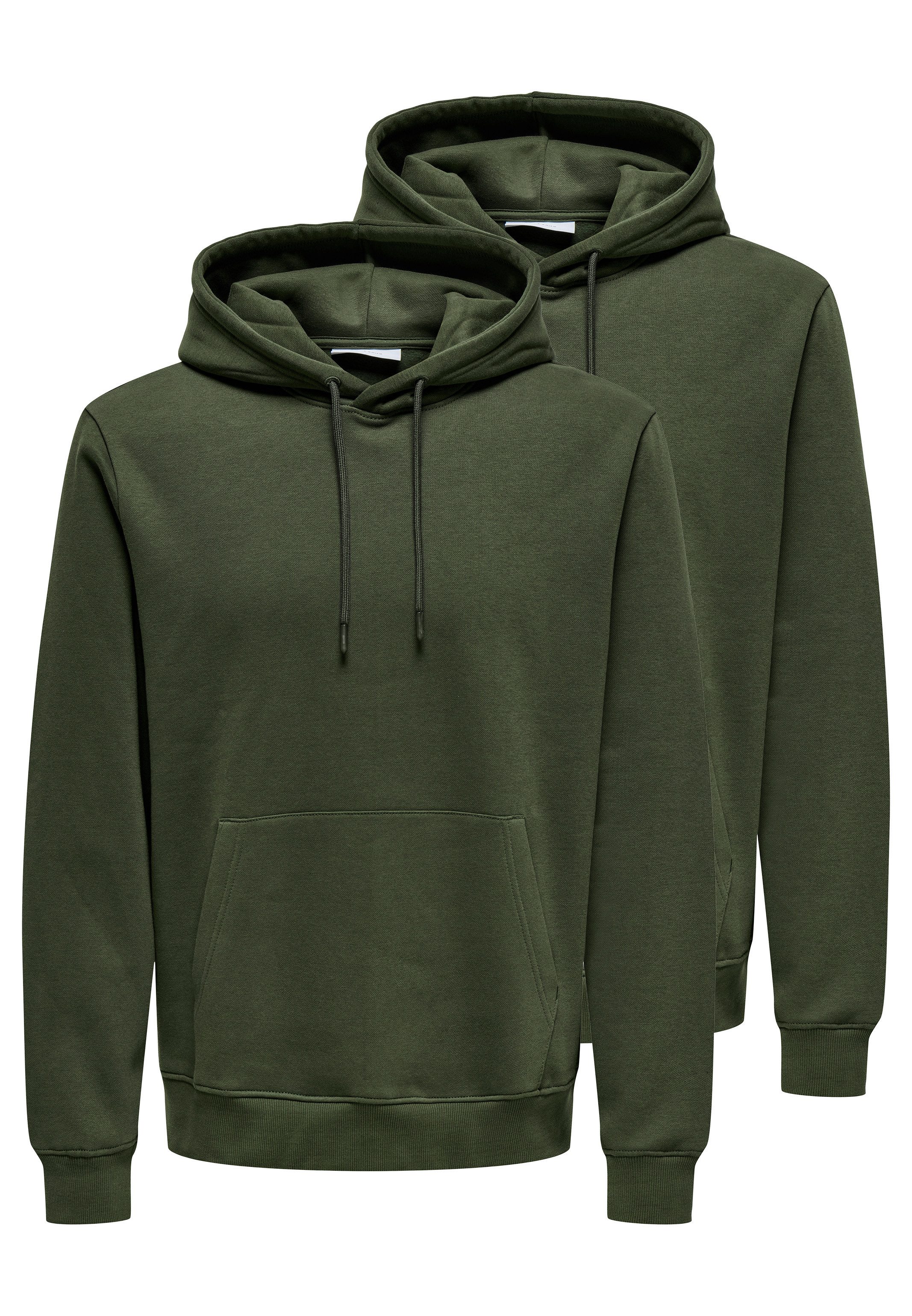 ONLY & SONS Hoodie 2er Pack Connor (Spar-Set, 2-tlg) Sweatshirt / Hoodie - Atmungsaktiv - Hoodie mit lässigem Look