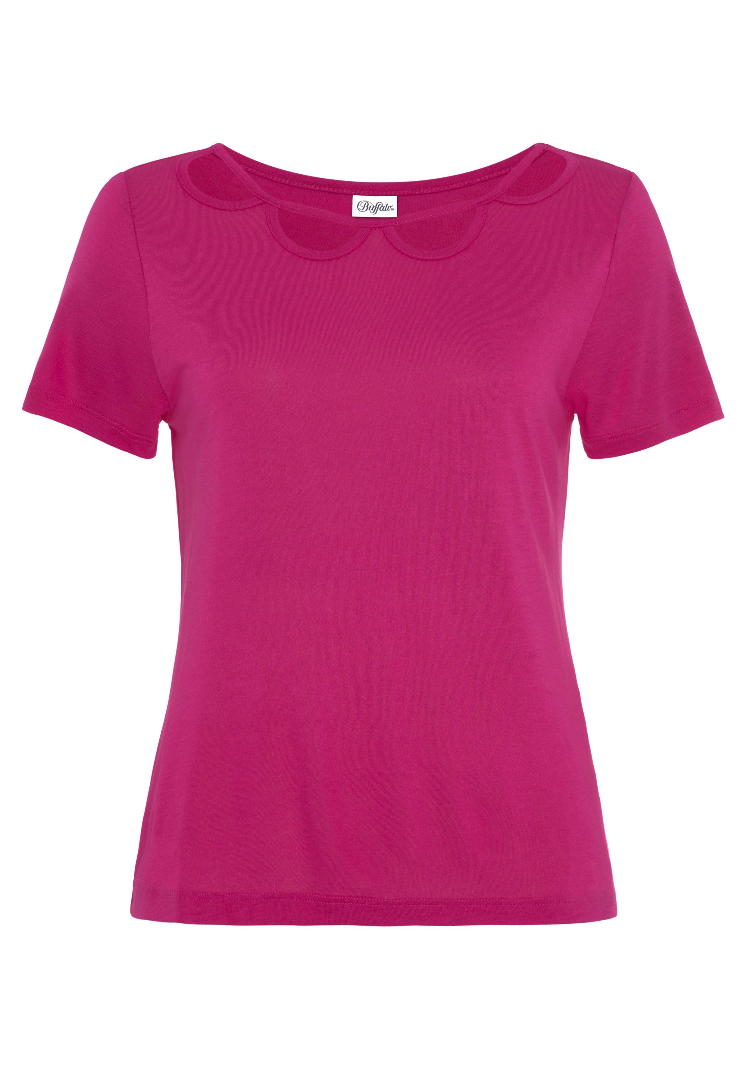 Buffalo Kurzarmshirt mit Cut-outs vorne, T-Shirt, lockere Passform